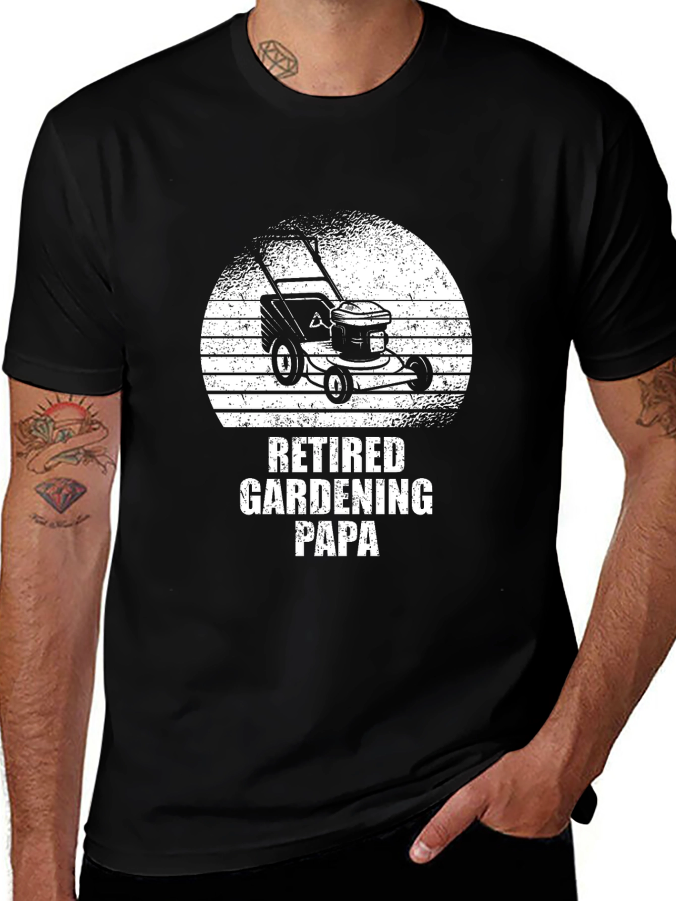 Variant 8 of Retired Gardening Papa T-Shirt - Lawn Mower Design