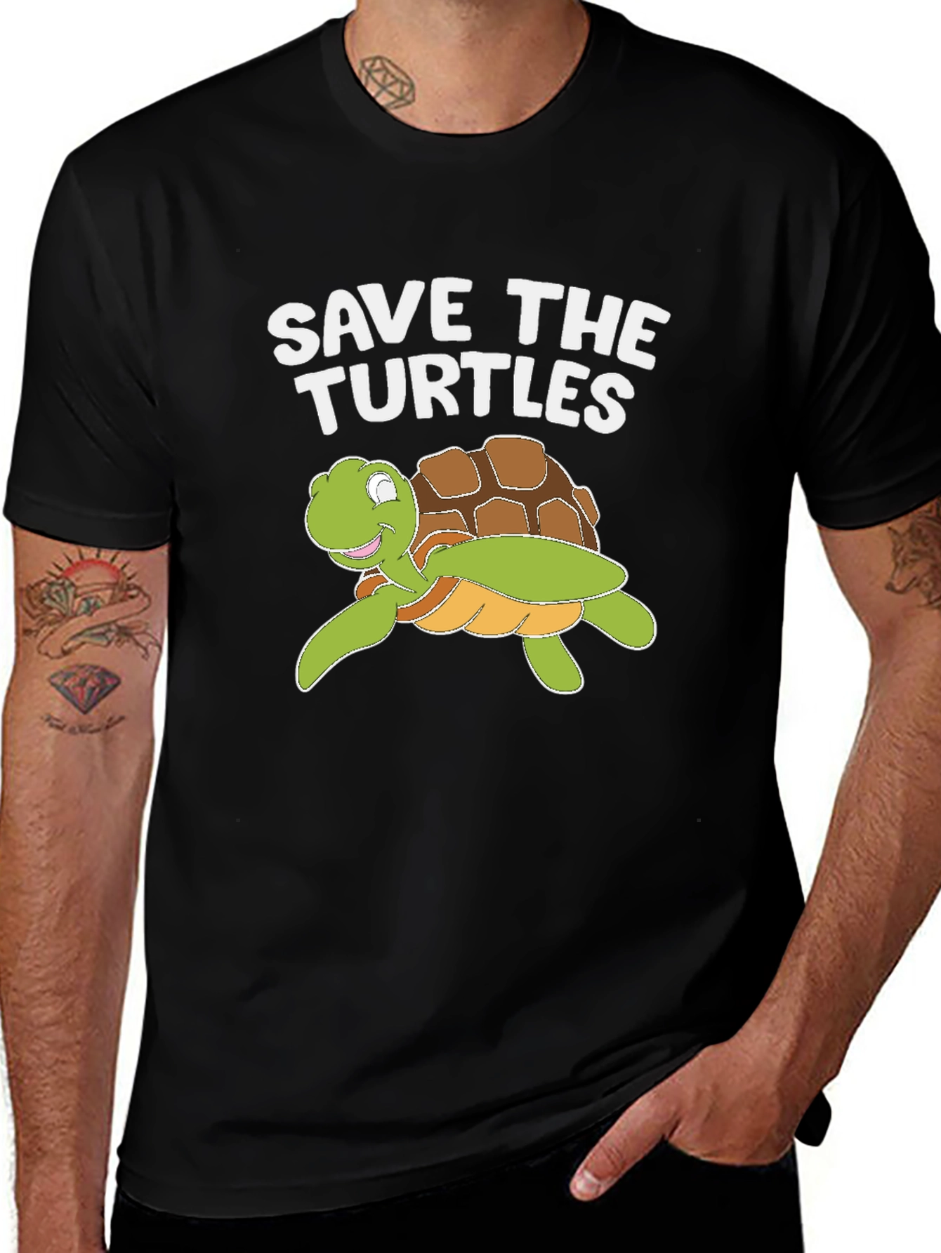 Variant 4 of Save The Turtles T-Shirt - Turtle Cartoon