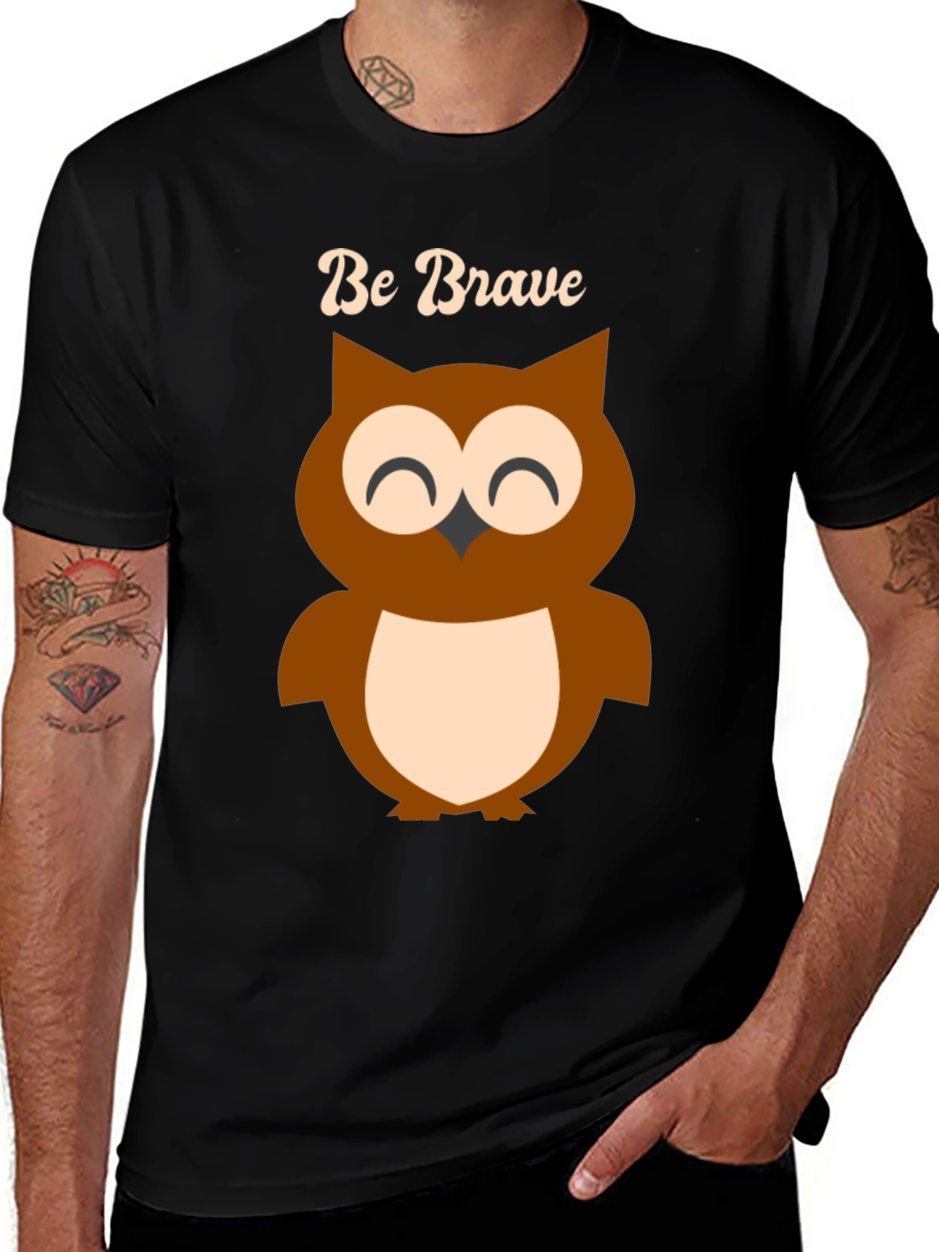 Variant 2 of Cute Owl "Be Brave" Graphic Print T-Shirt