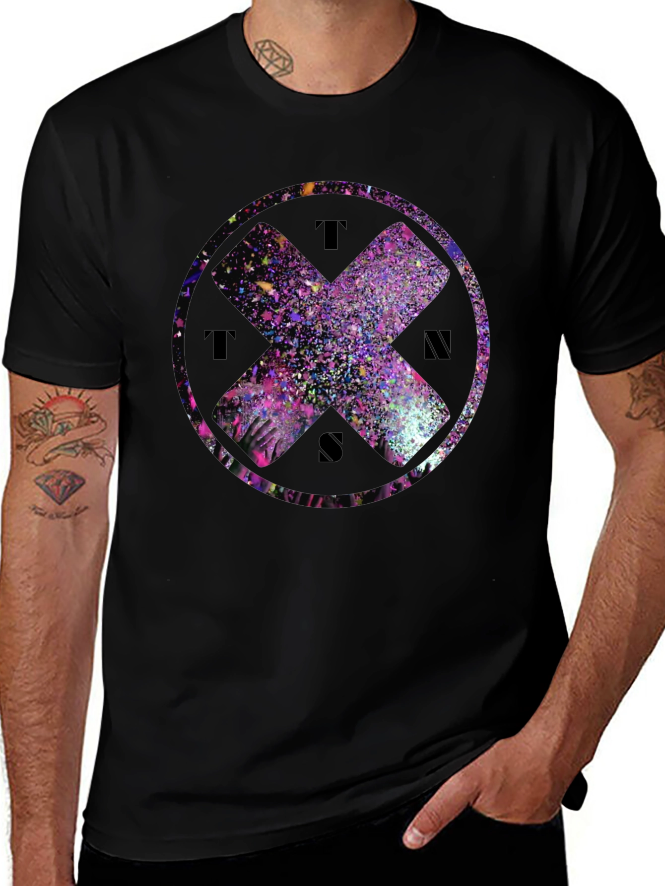 Variant 22 of Abstract Cross Graphic Tee - Black Cotton Blend