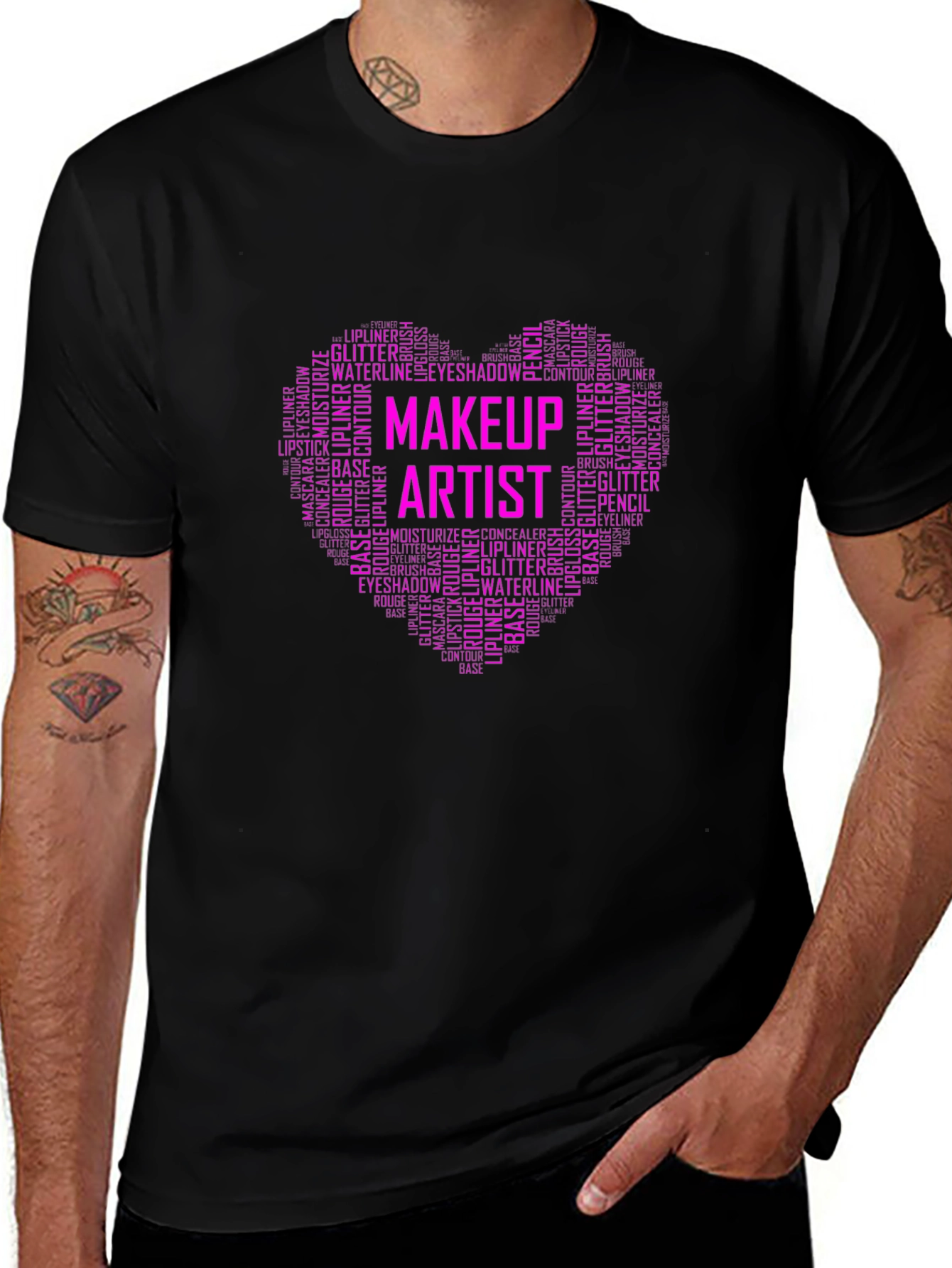 Variant 5 of Makeup Artist Word Art Heart T-Shirt