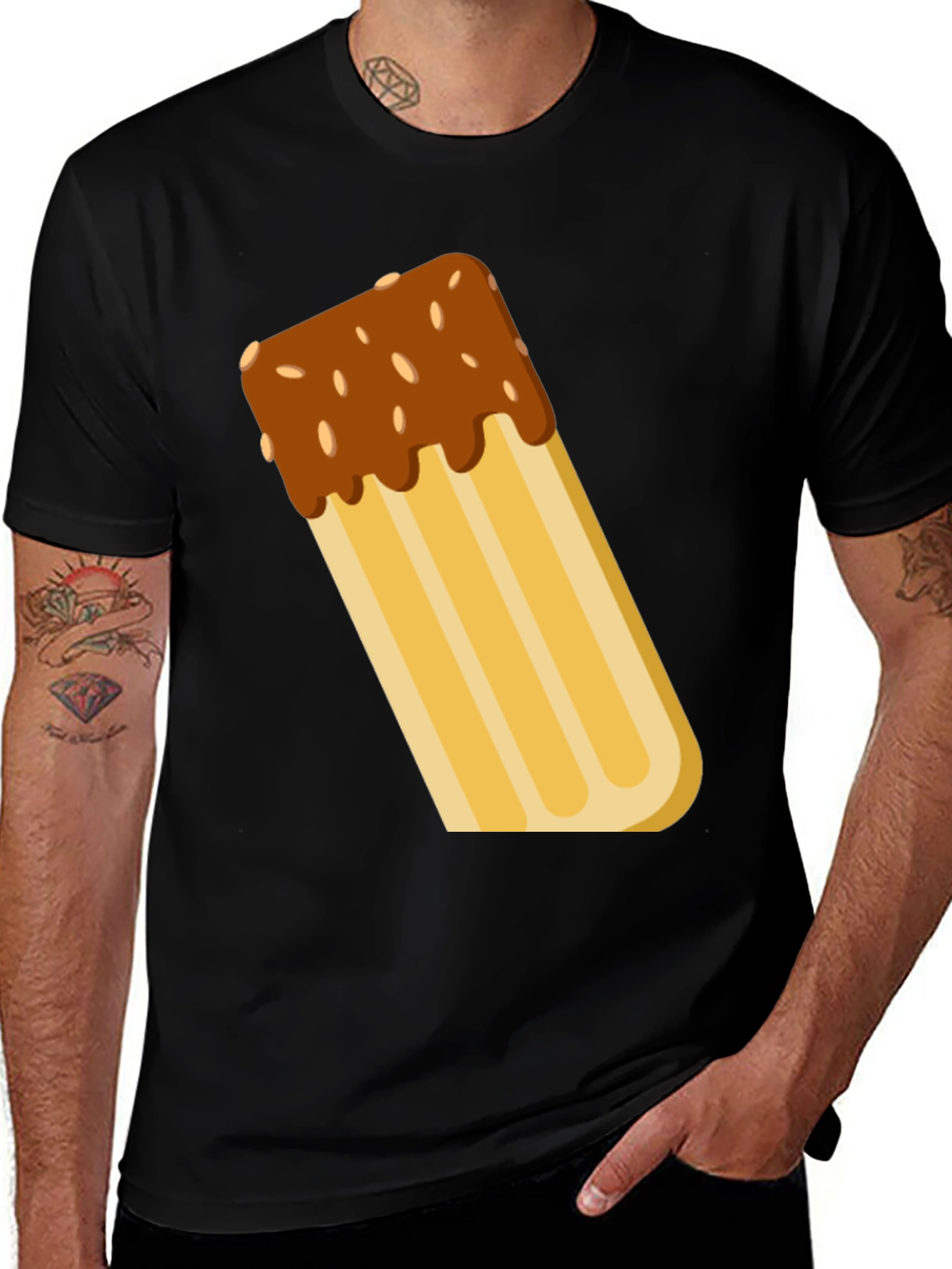 Variant 7 of Novelty Churro Graphic Tee - Black Cotton T-Shirt