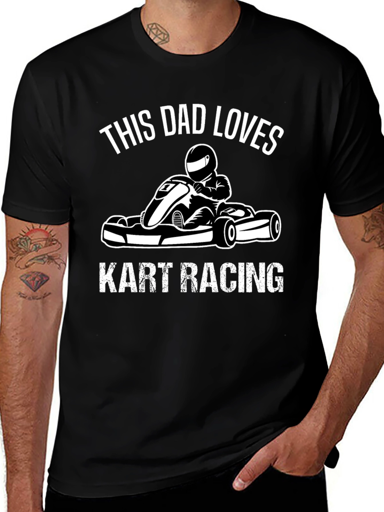 Dad Loves Kart Racing Black T-Shirt