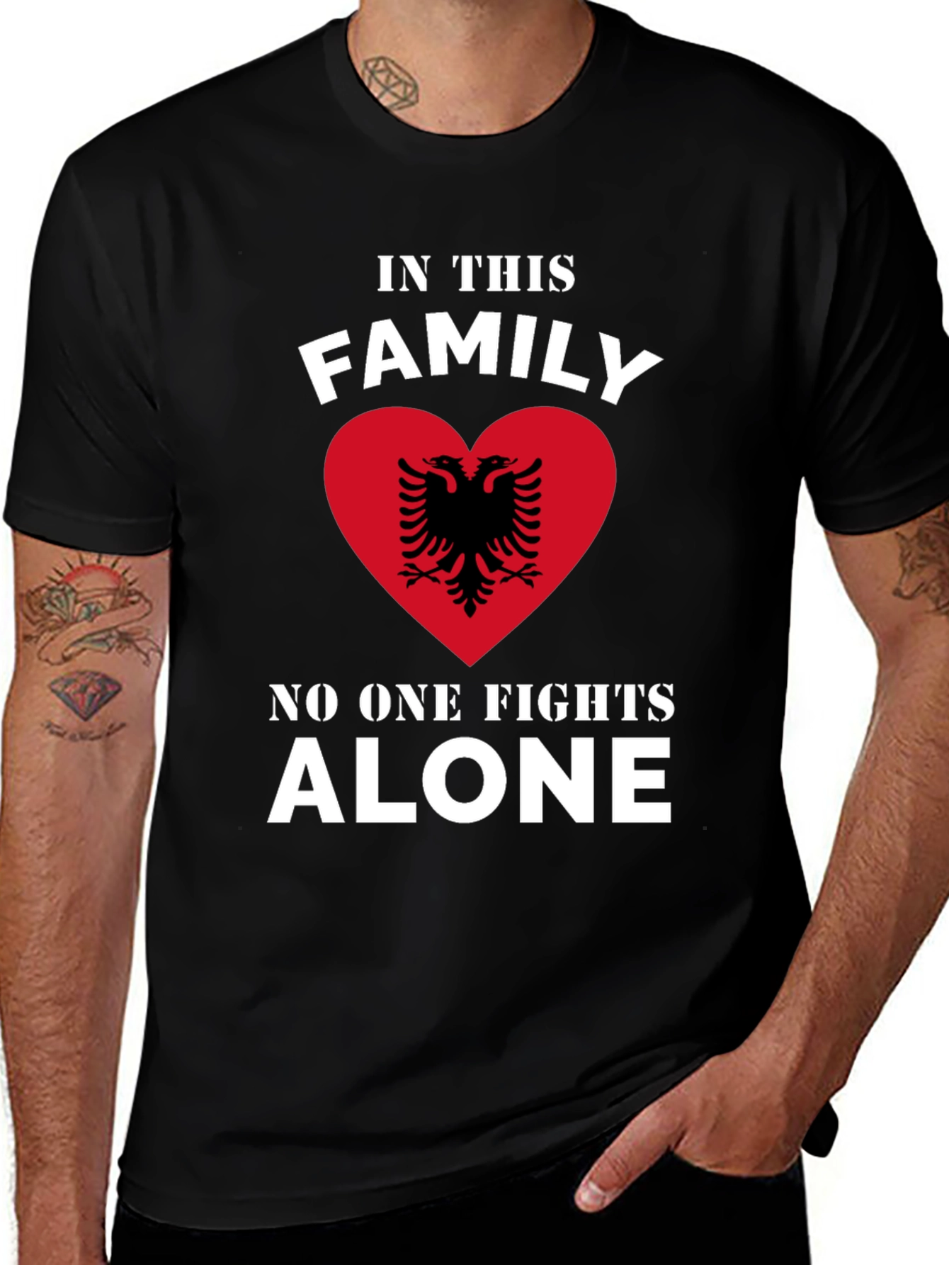Family Fights Alone Albania Pride T-Shirt