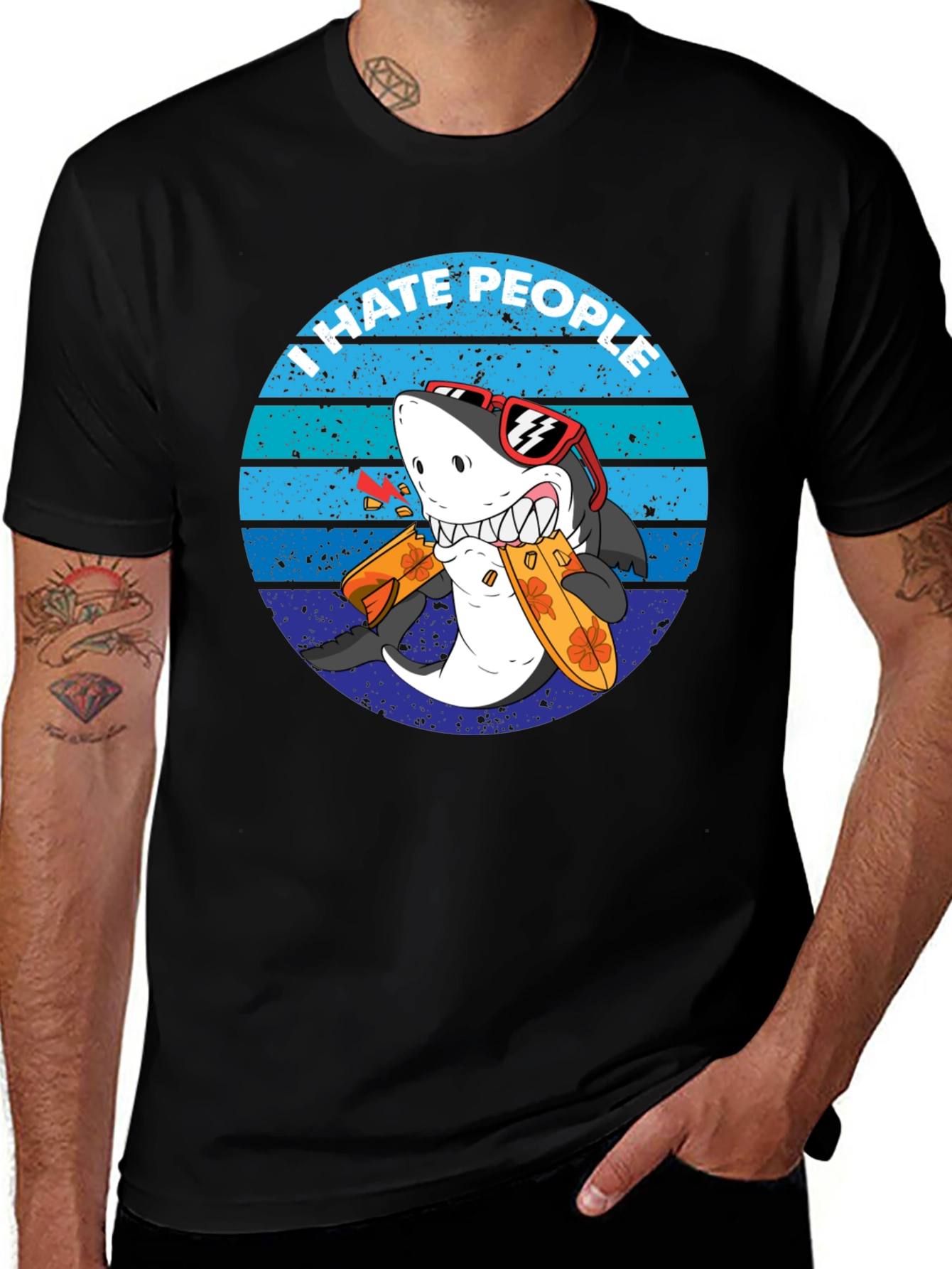 Variant 28 of I Hate People Funny Shark Graphic Tee