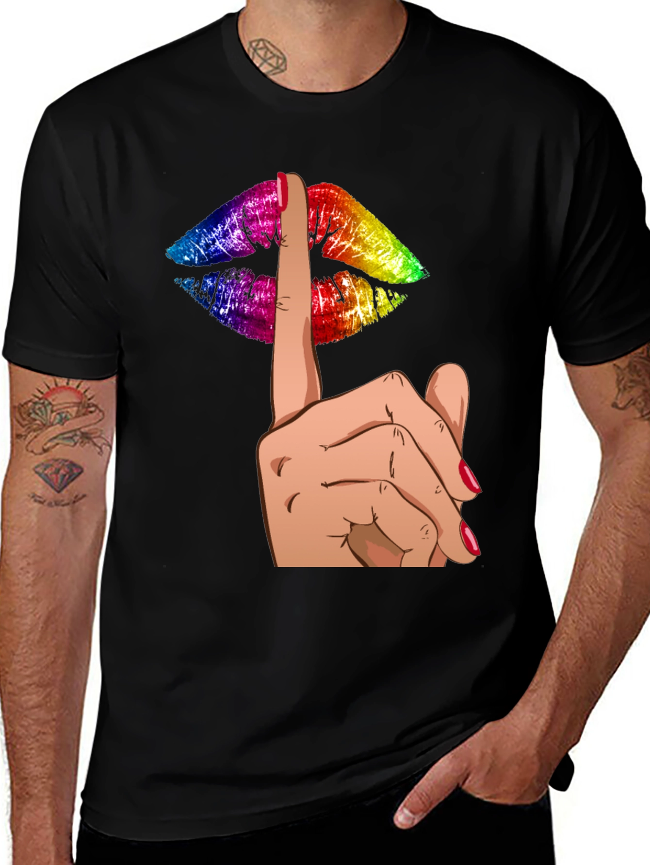Variant 22 of Colorful Lips Graphic Tee - Shhh Secret!