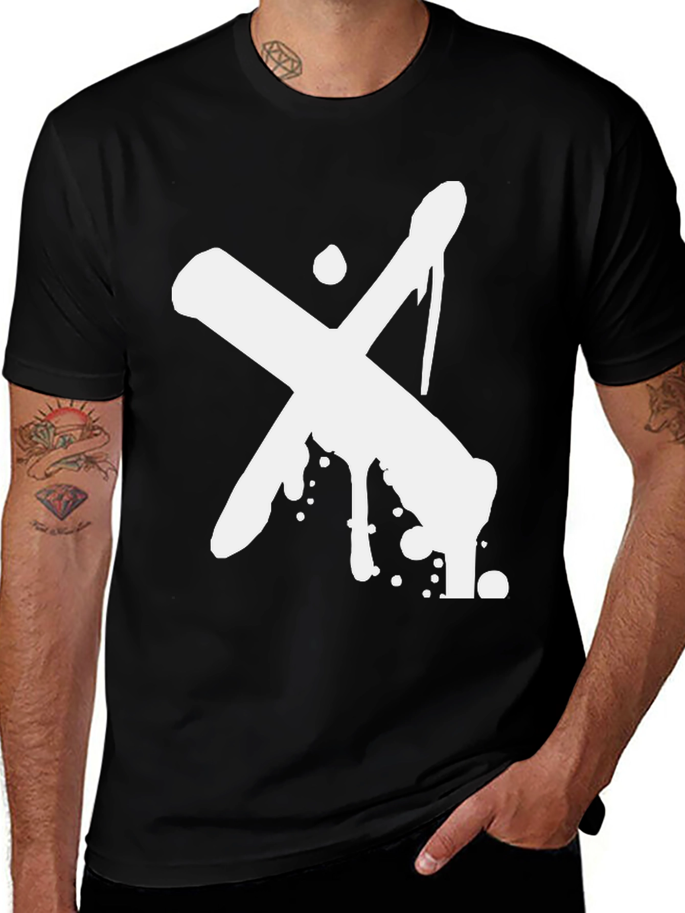 Variant 19 of Abstract X Graphic Black T-Shirt