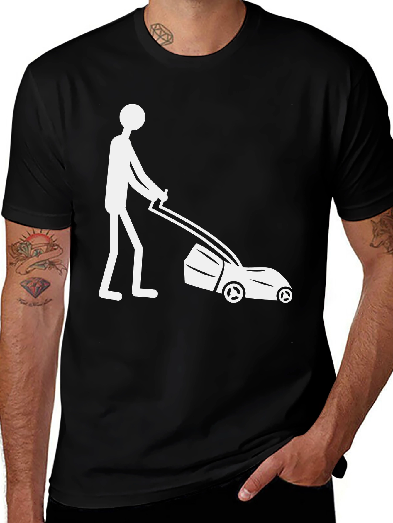Variant 21 of Lawn Mower Stick Figure Graphic Tee