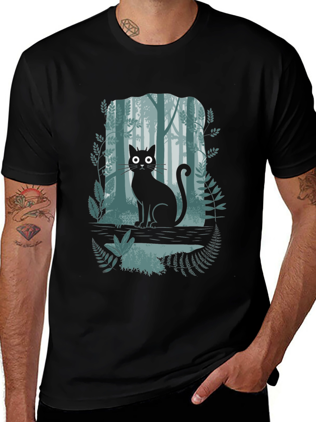 Variant 22 of Black Cat Forest Graphic Tee