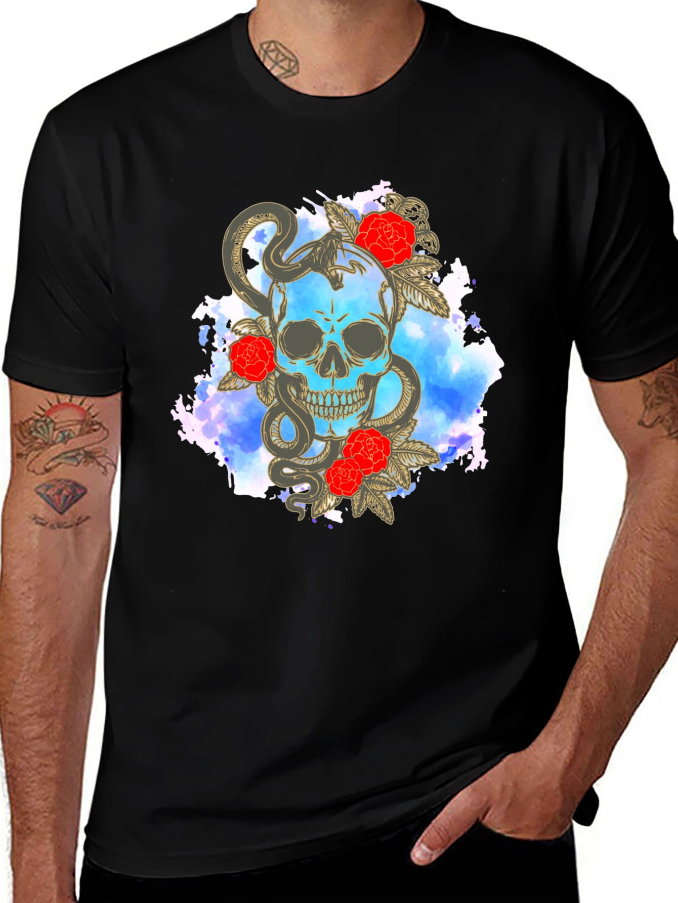 Variant 6 of Skull Snake & Rose Graphic T-Shirt