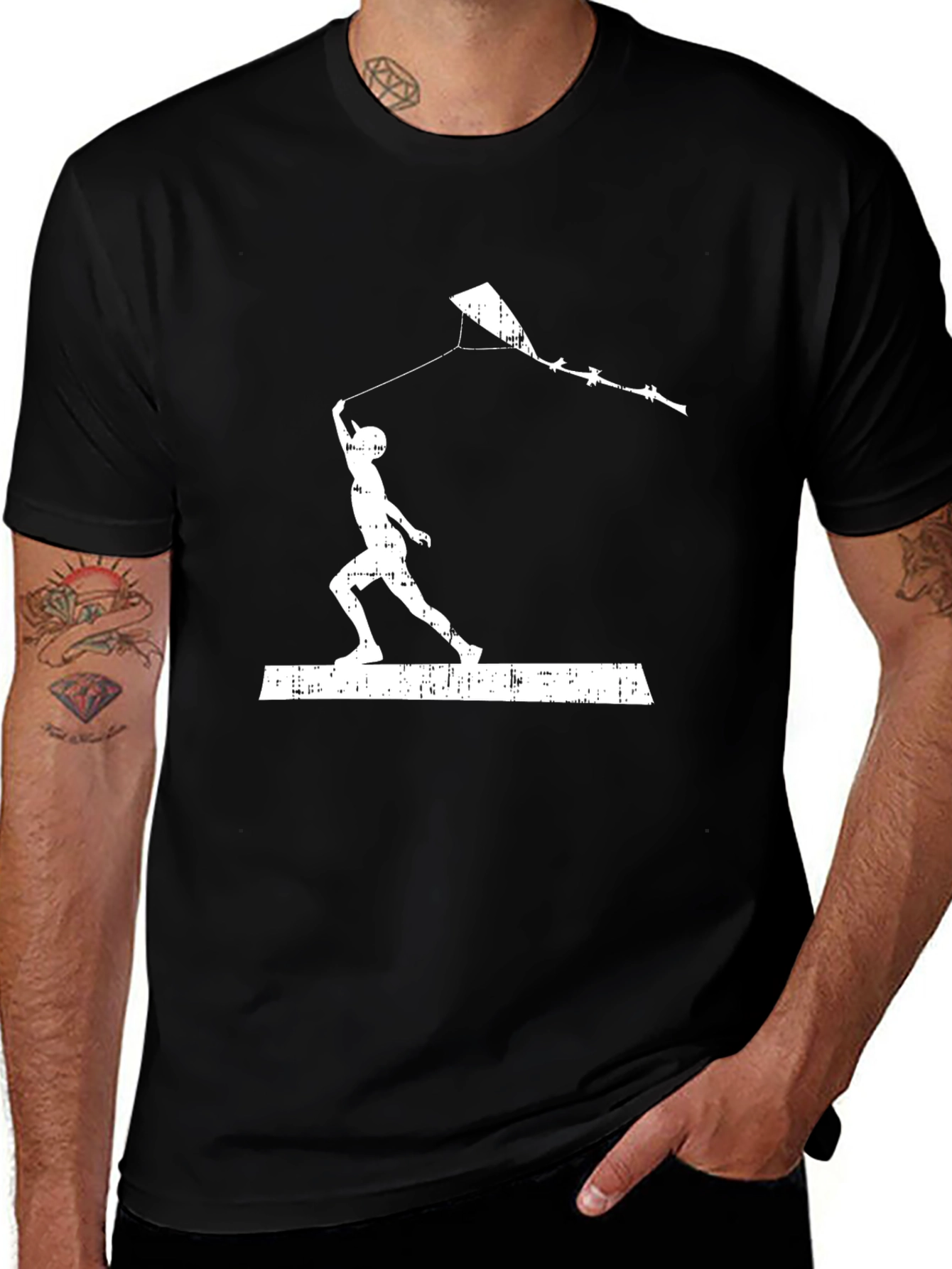 Variant 23 of Kite Runner Graphic Tee - Black Cotton Comfort