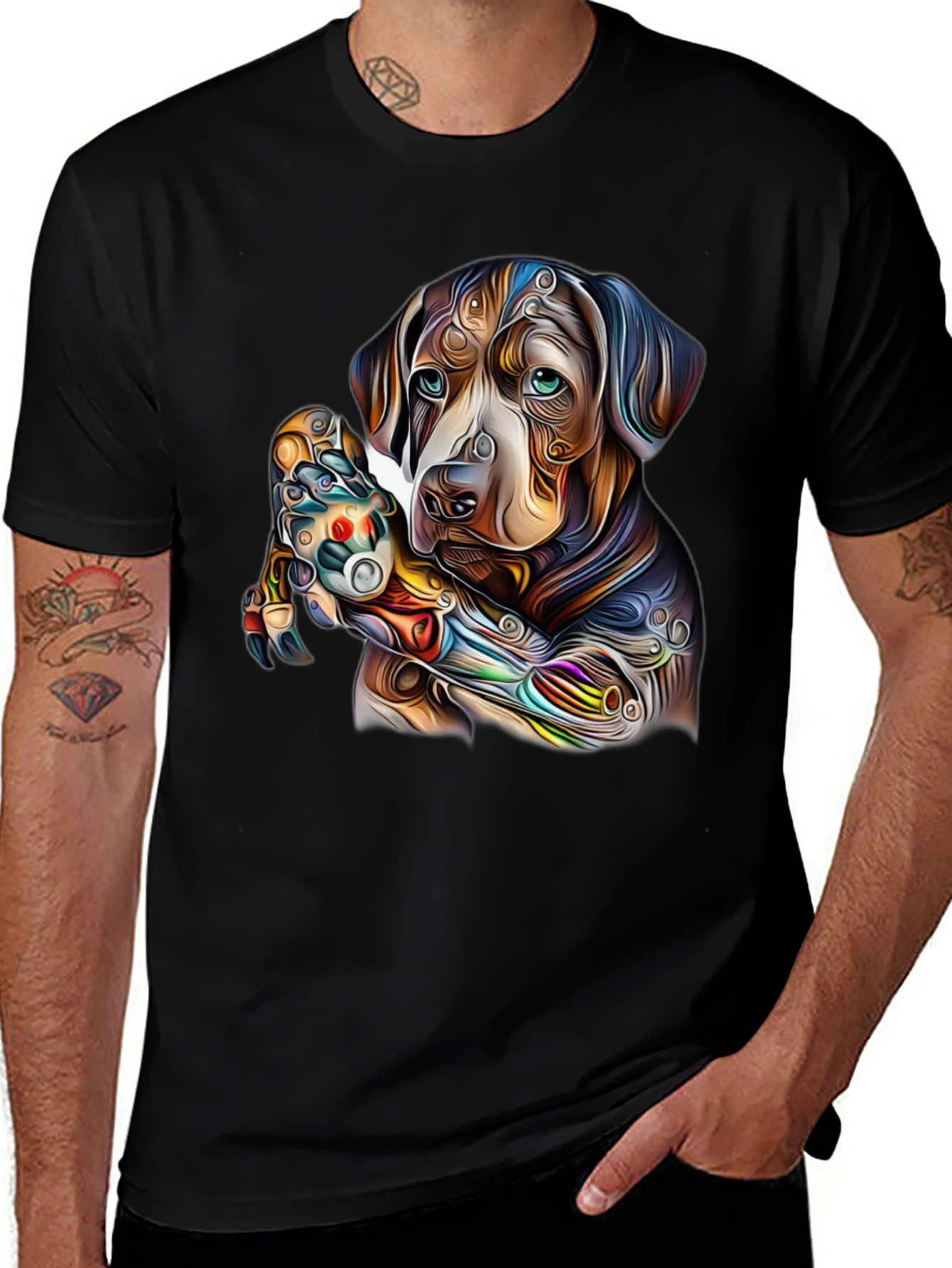 Variant 30 of Colorful Dog Art Graphic Print Tee