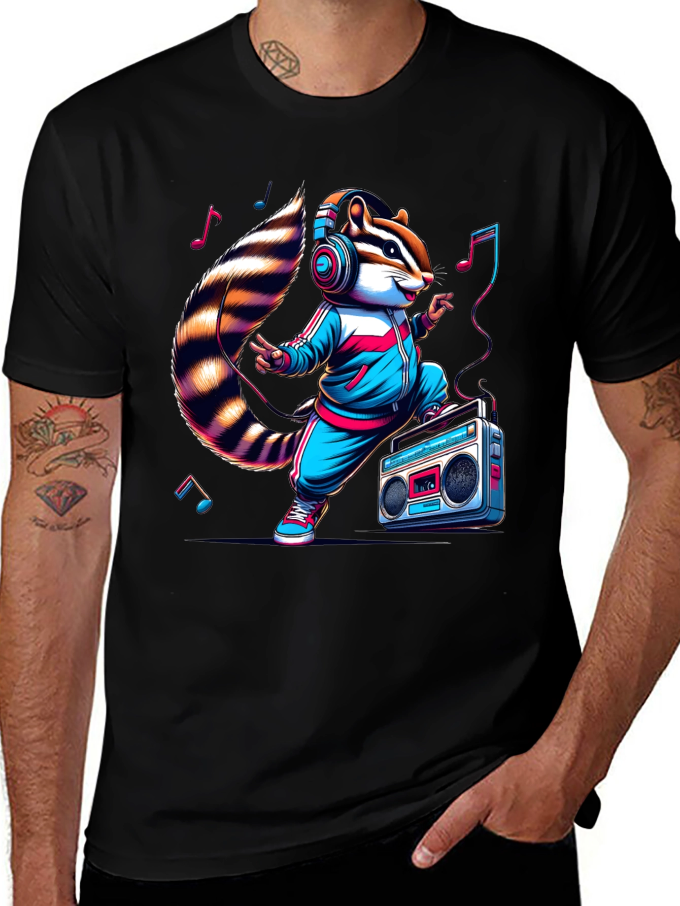 Variant 25 of Retro Chipmunk DJ T-Shirt