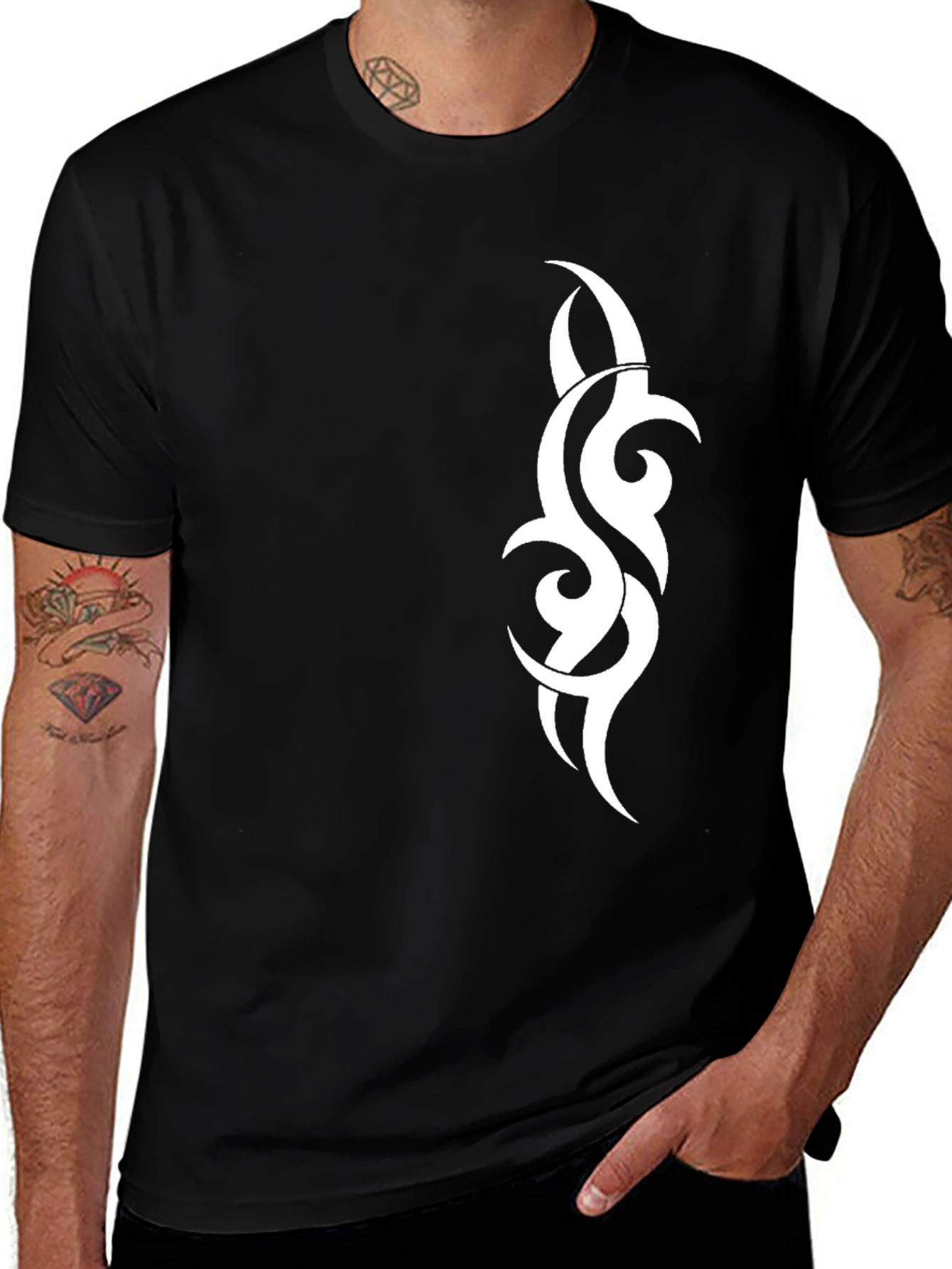 Variant 2 of Tribal Tattoo Graphic Black T-Shirt