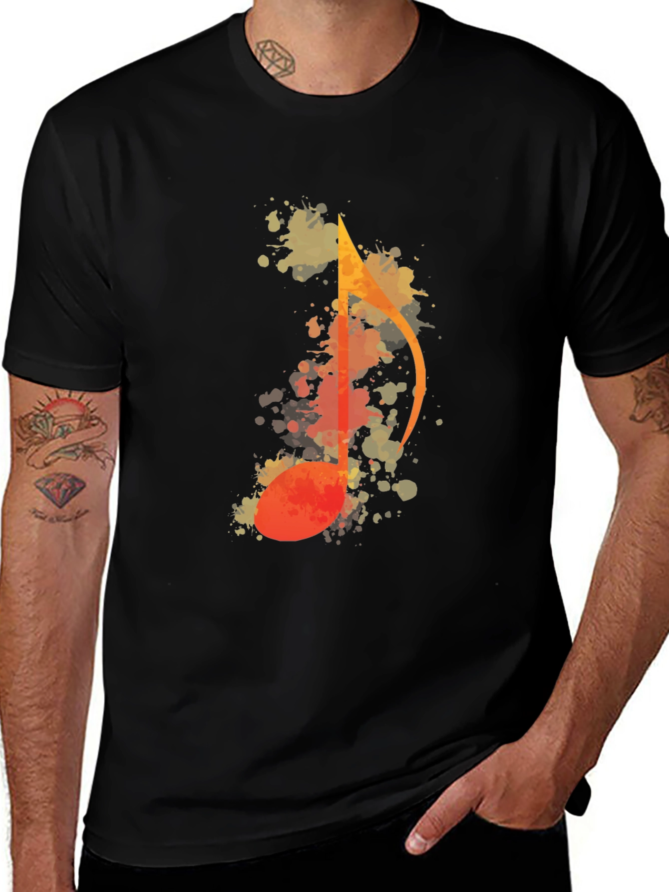 Variant 20 of Music Note Watercolor Graphic Tee - Black