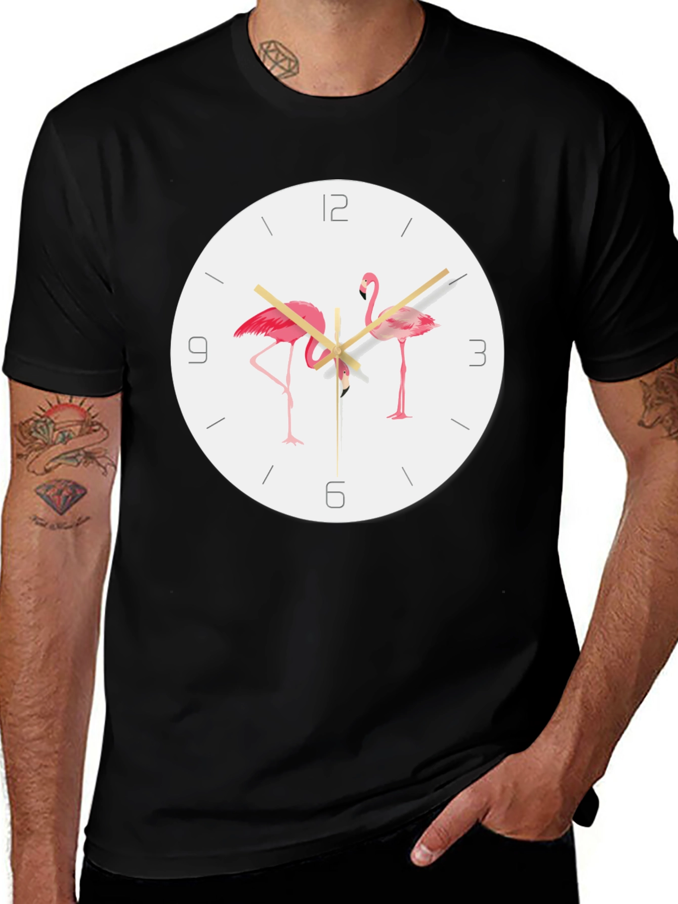Variant 7 of Flamingo Clock T-Shirt - Stylish Novelty Tee