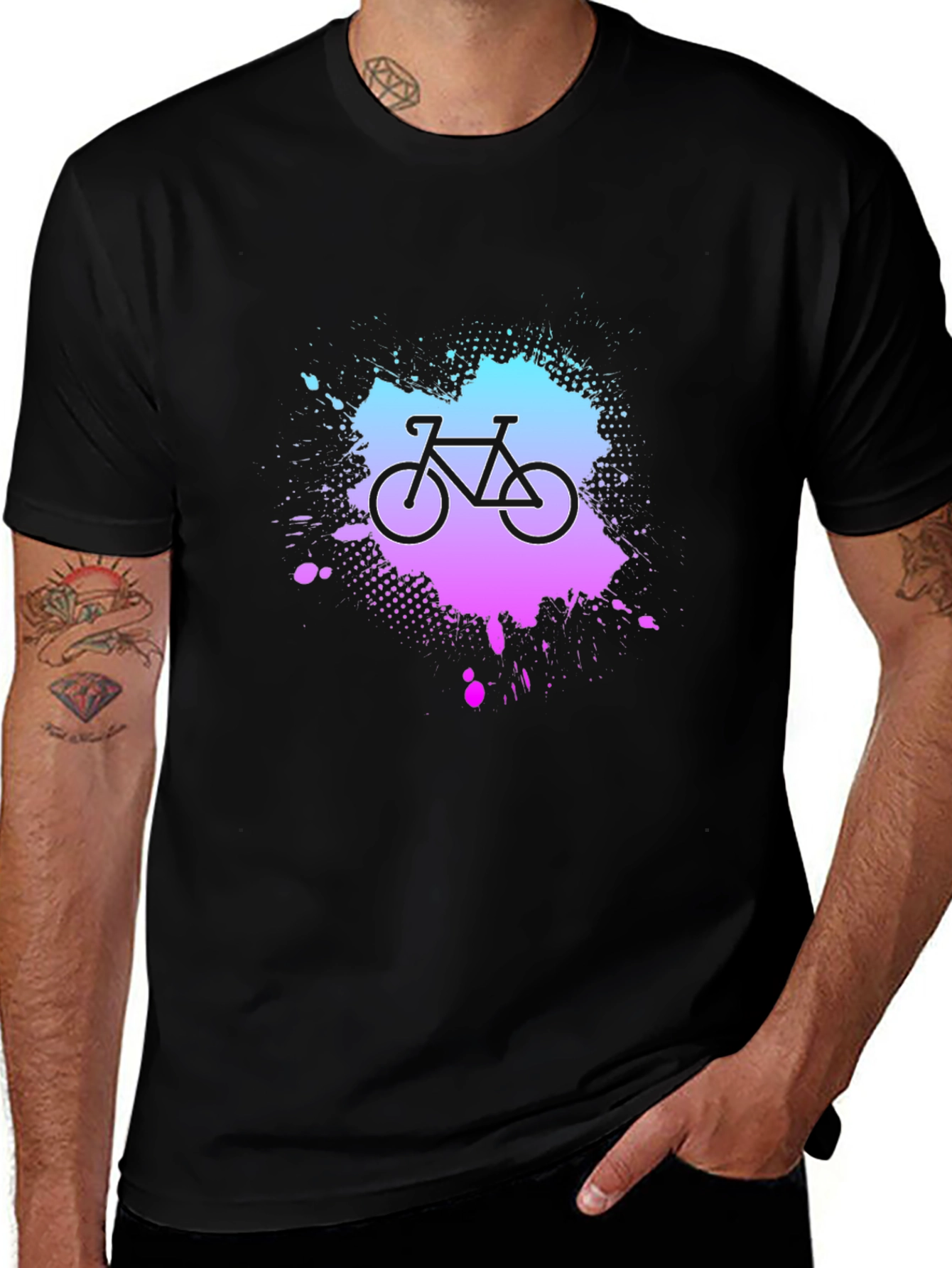 Variant 26 of Bike Graphic Tee - Splatter Design Black T-Shirt