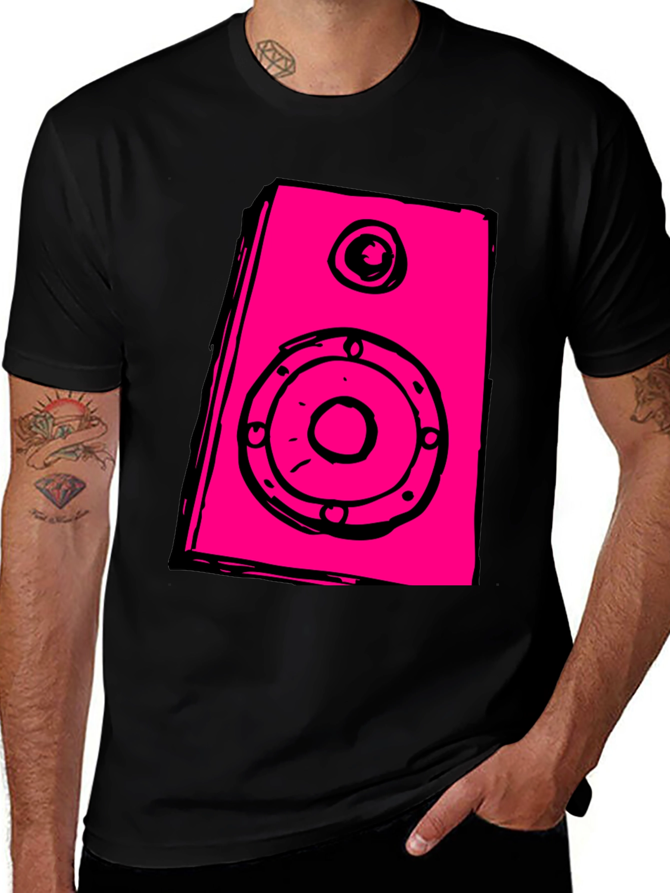 Variant 13 of Speaker Graphic Black T-Shirt