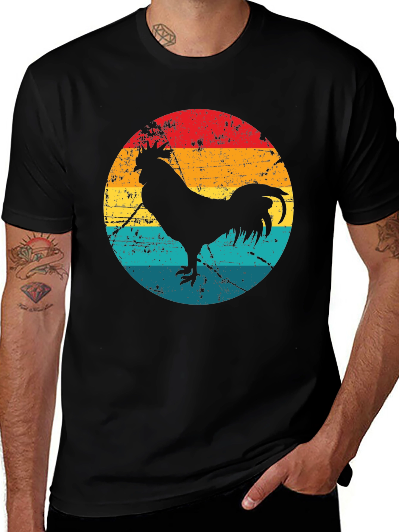 Variant 14 of Retro Rooster Graphic Tee - Black