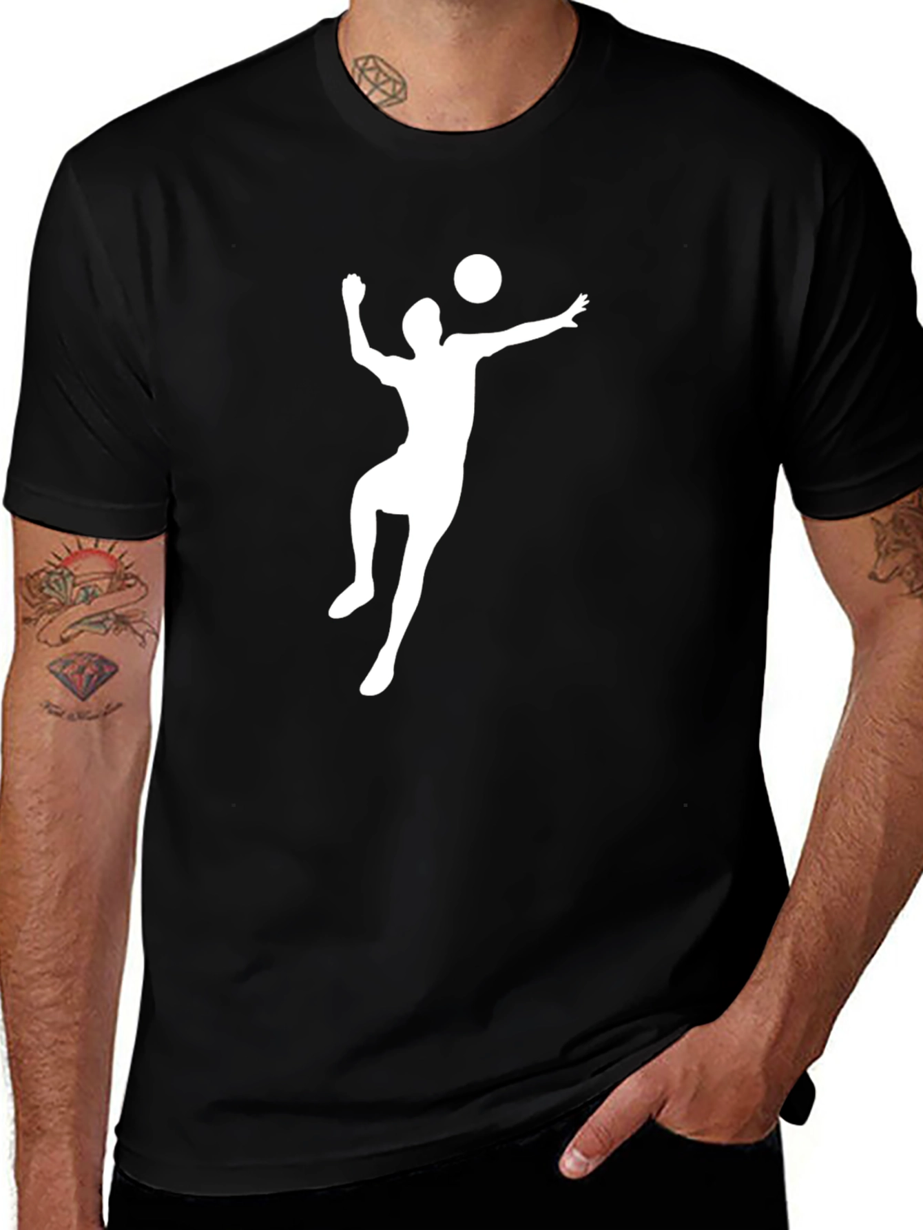 Variant 22 of Volleyball Player Graphic Tee - Black Cotton T-Shirt