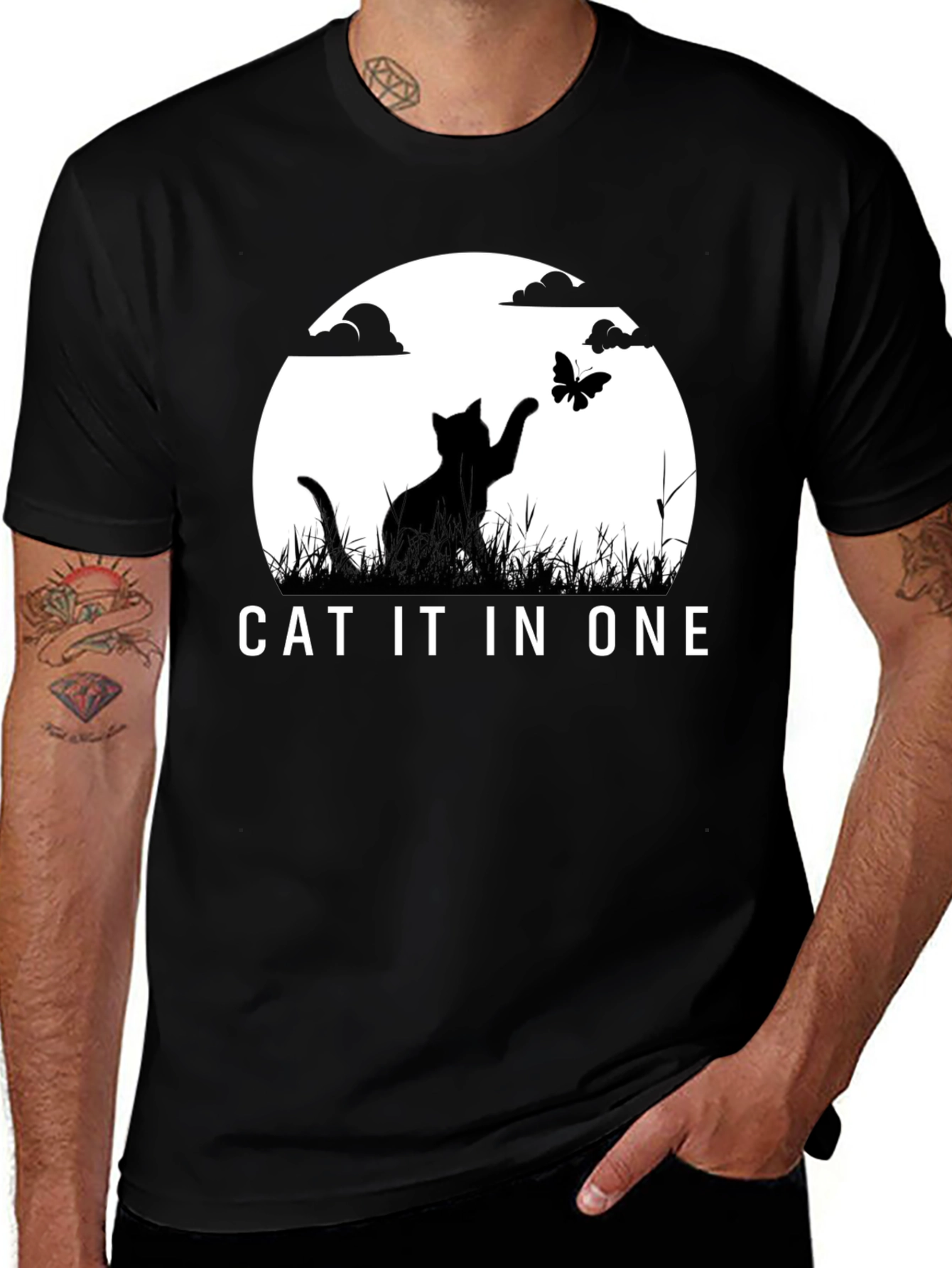 Variant 30 of Cat IT in ONE Black Graphic Tee