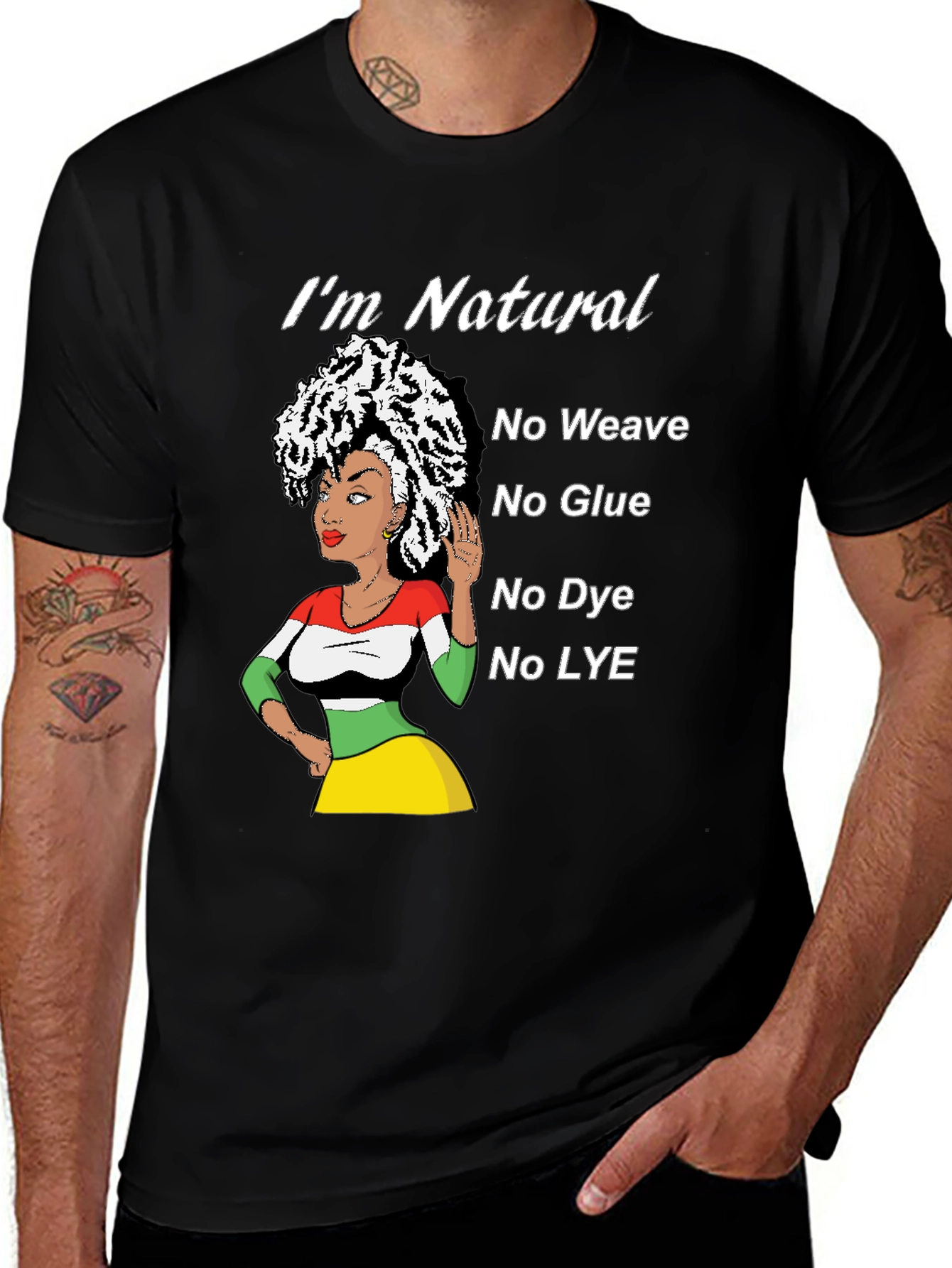 Variant 29 of Natural Hair T-Shirt - No Weave, Glue, Dye, Lye