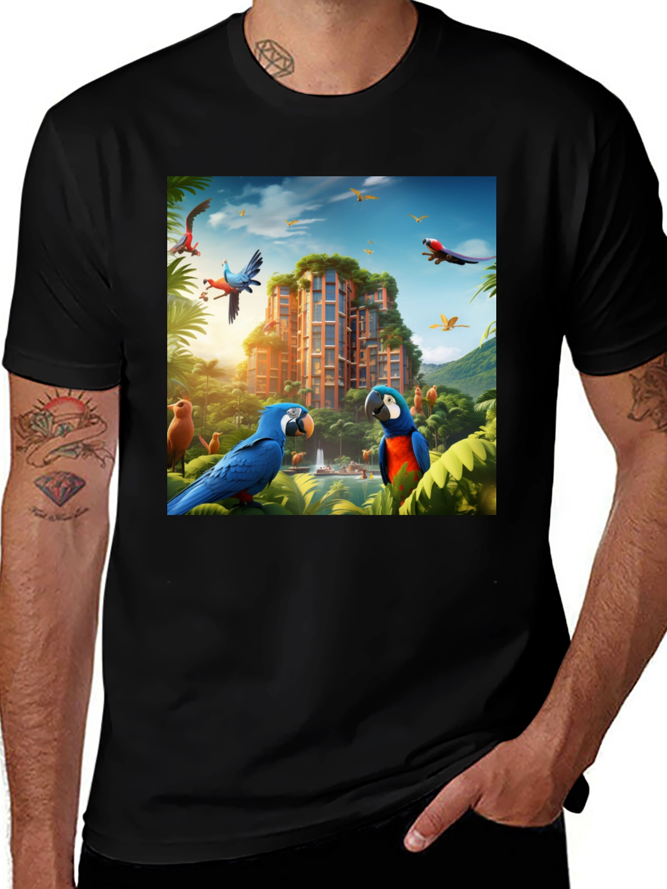 Variant 15 of Tropical Paradise T-Shirt - Parrot Design