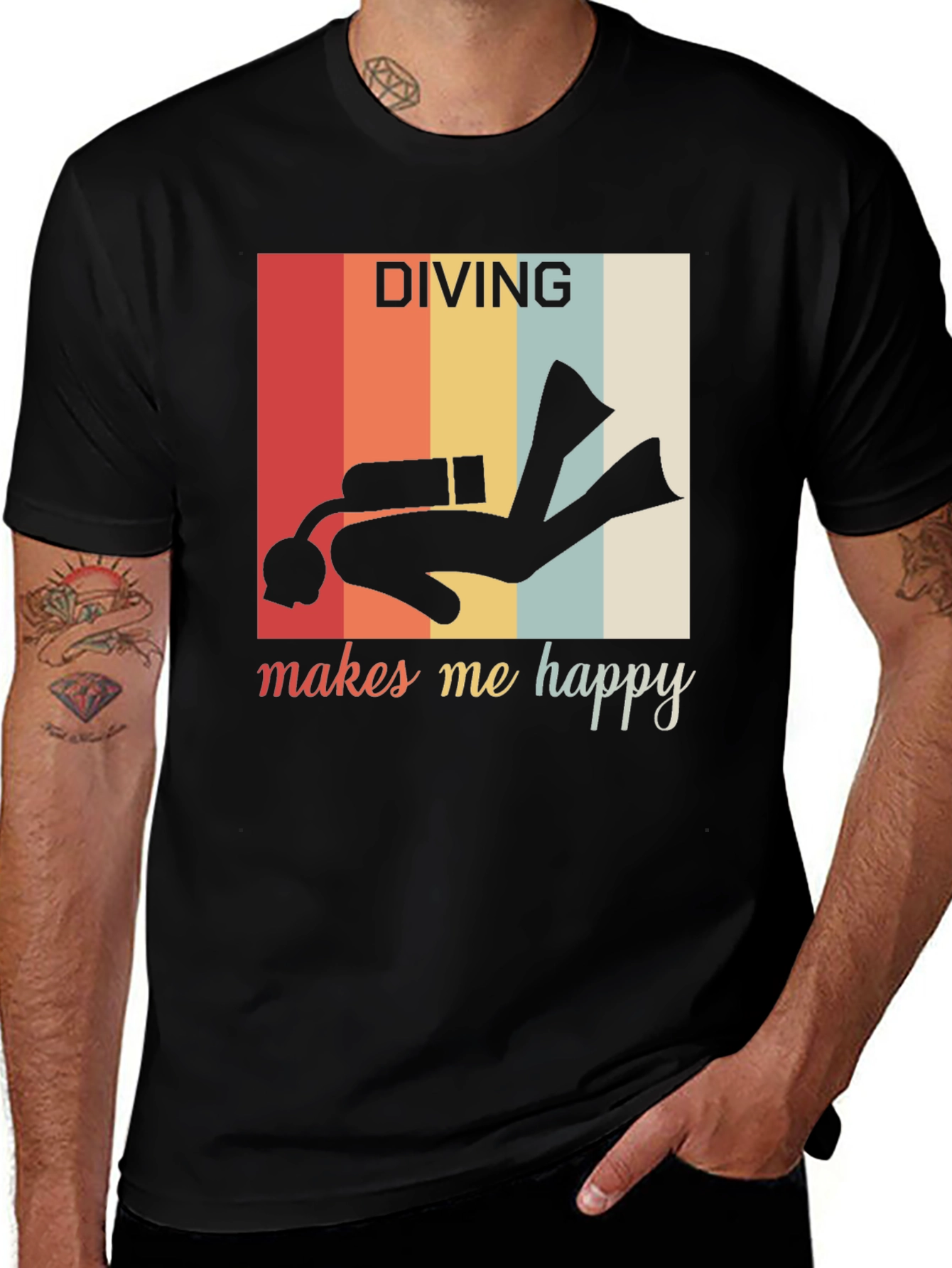 Variant 5 of Diving Makes Me Happy Retro T-Shirt