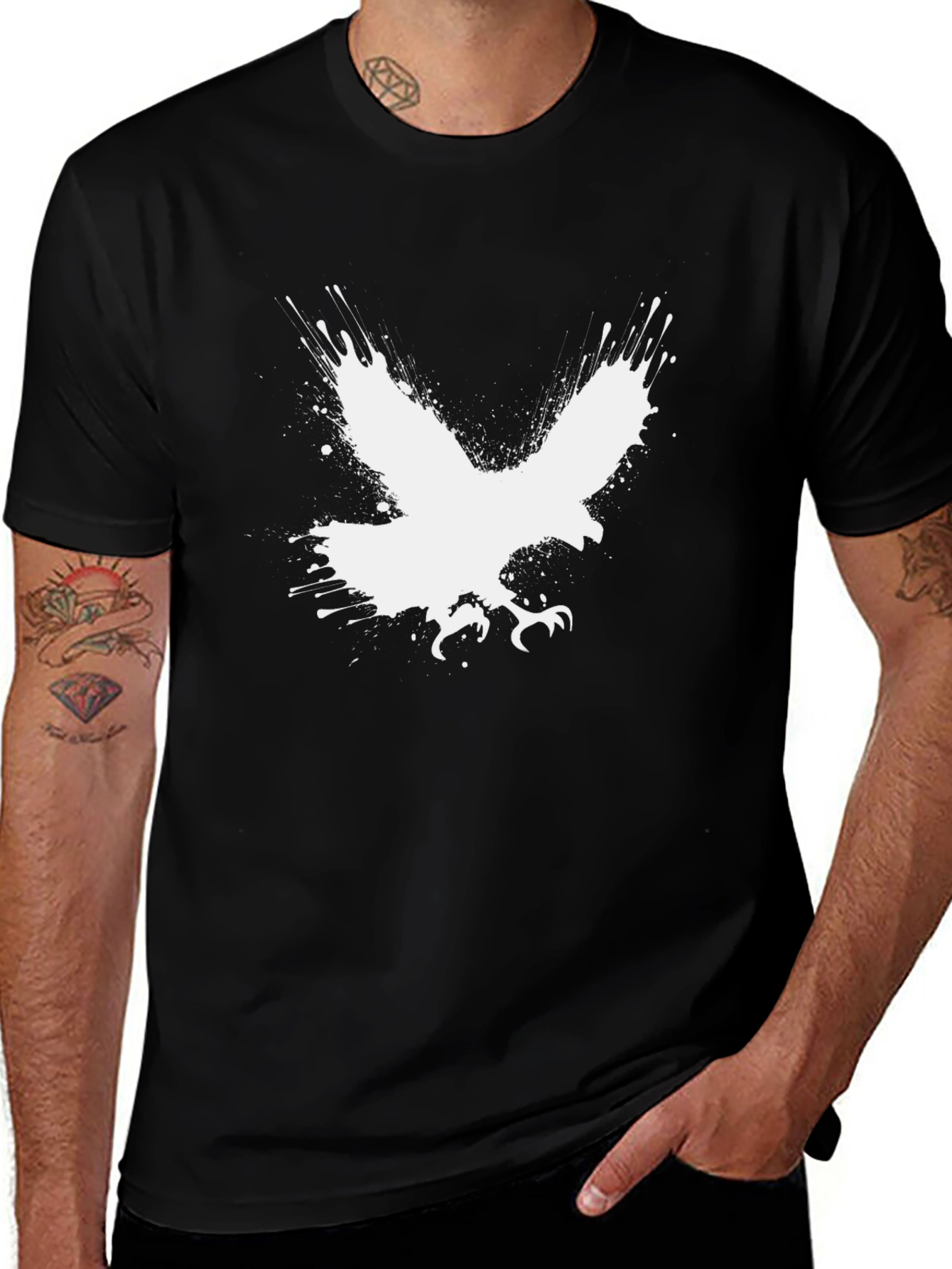 Variant 14 of Eagle Splash Graphic Tee - Men's Black T-Shirt