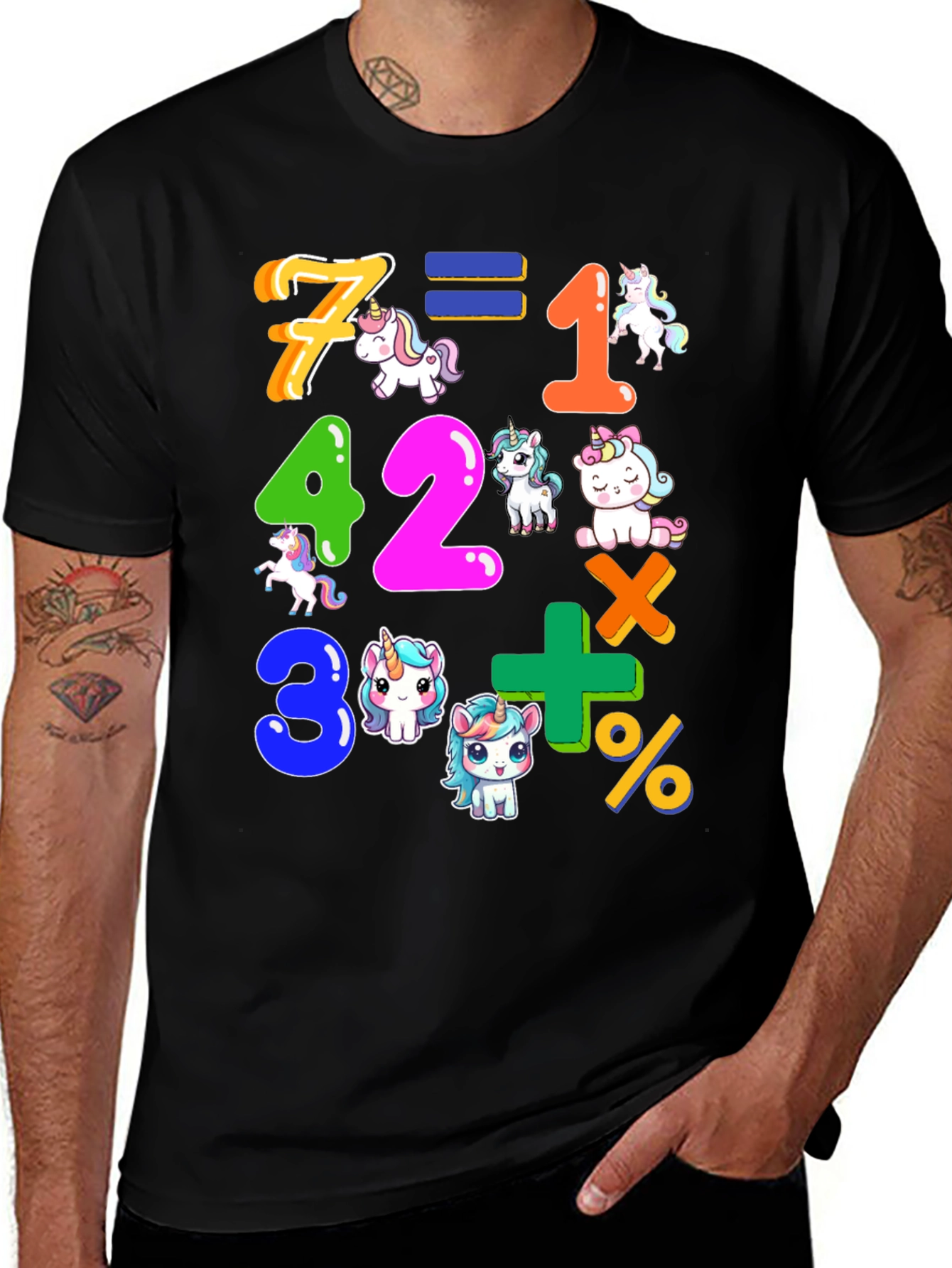Variant 16 of Unicorn Math T-Shirt - Cute Number Equations