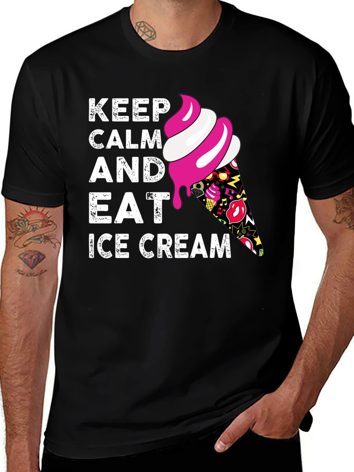 Variant 26 of Keep Calm and Eat Ice Cream Black T-Shirt