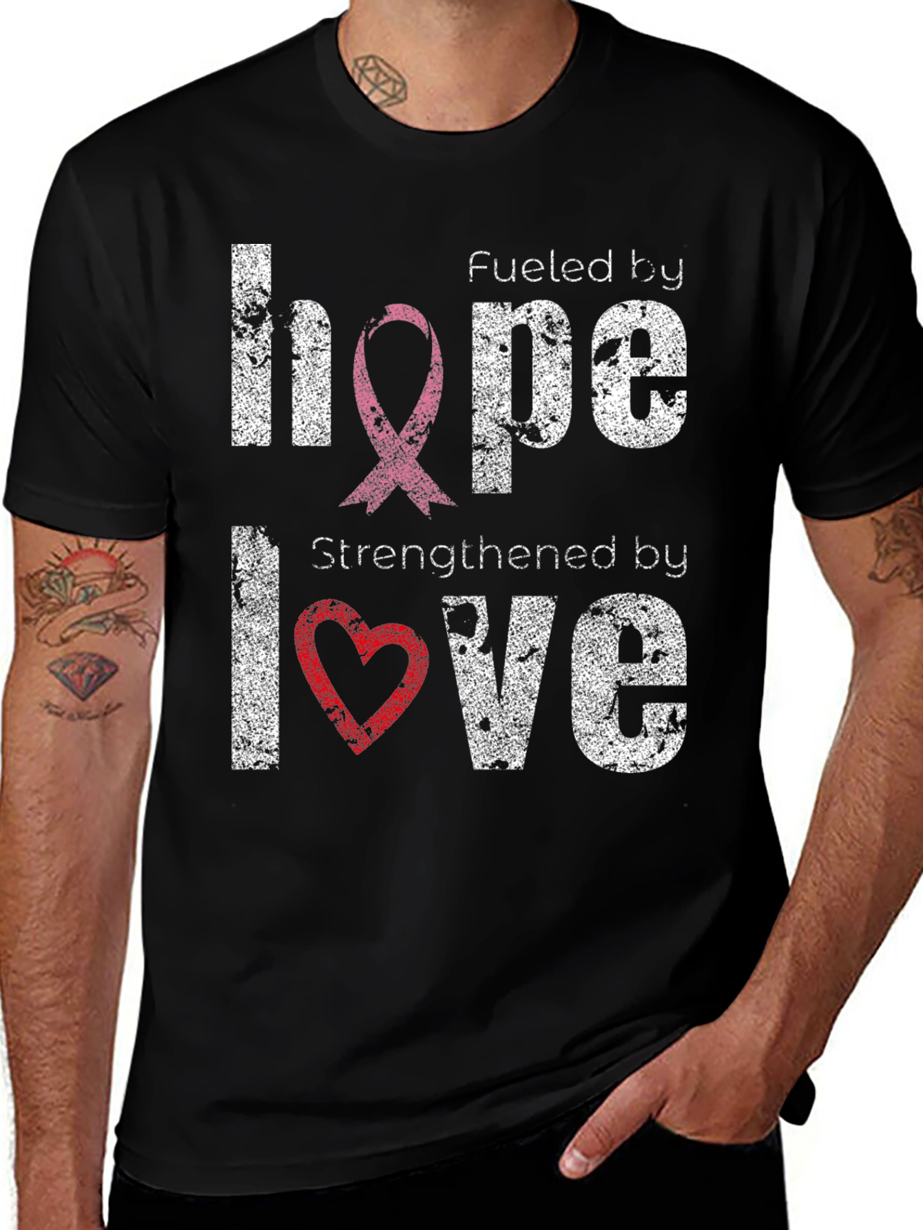 Variant 29 of Hope and Love T-Shirt: Cancer Awareness