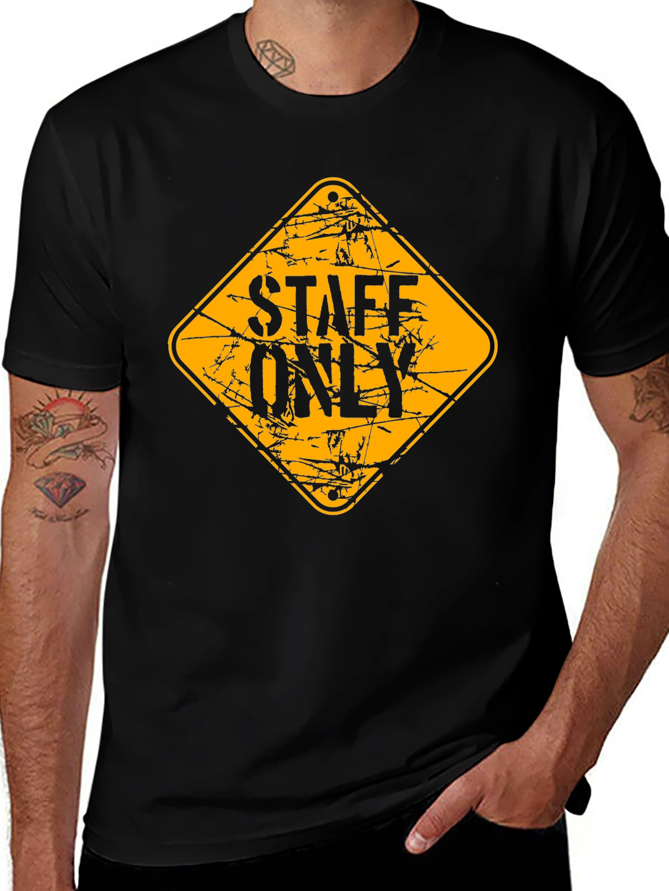 Variant 8 of Staff Only Graphic Tee - Black Cotton T-Shirt