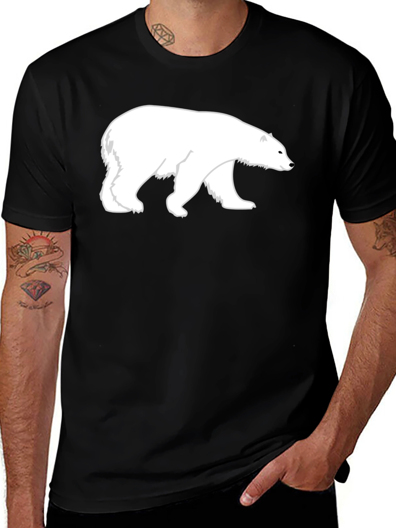 Variant 20 of Polar Bear Graphic Print Black T-Shirt