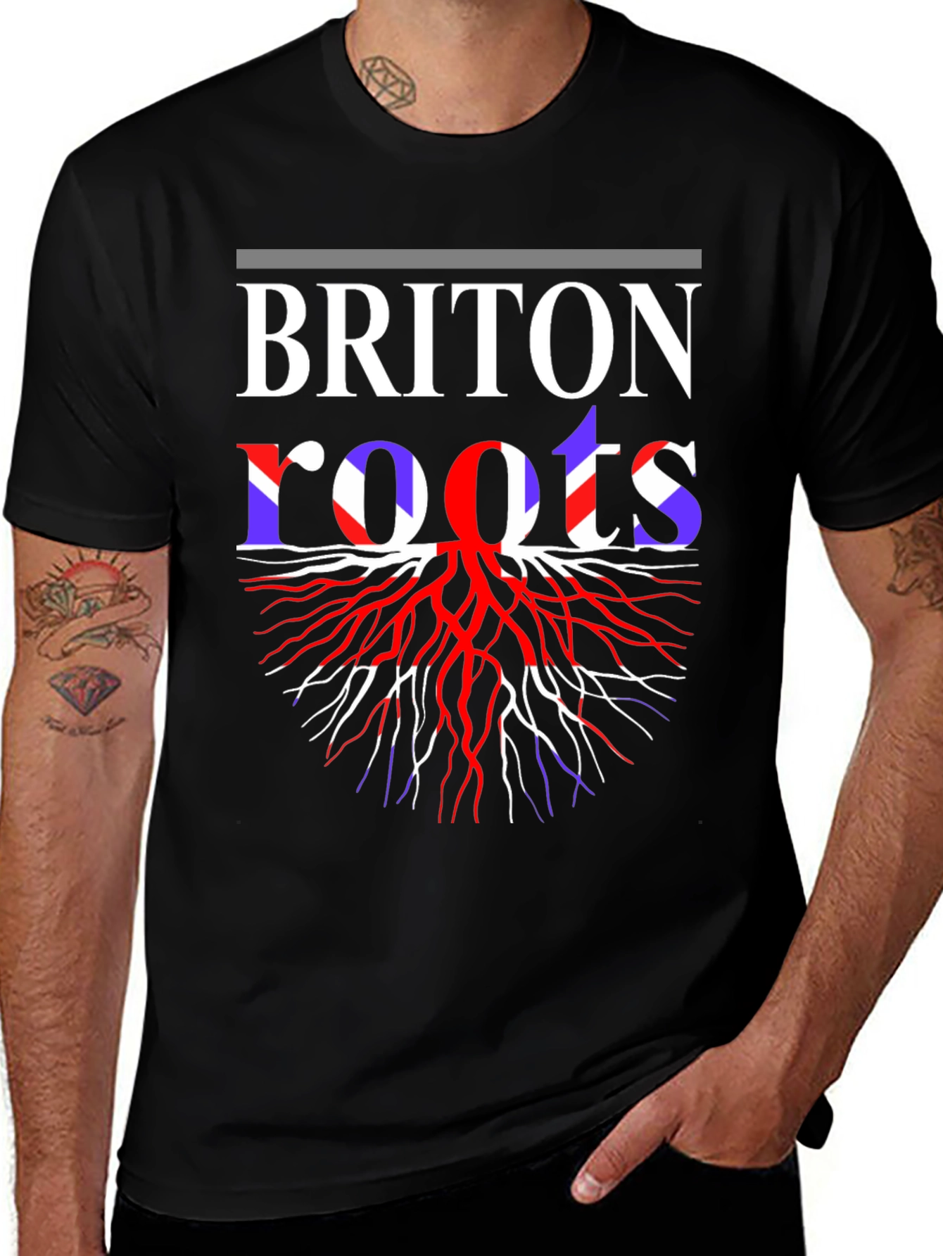 Briton Roots Graphic Tee - Black Cotton Blend