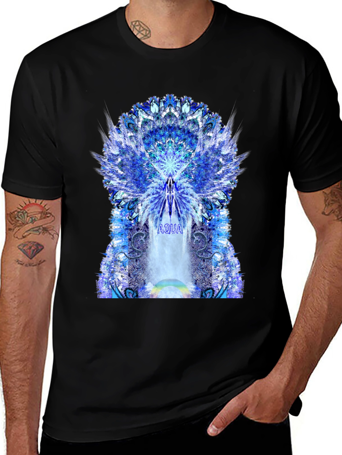 Variant 6 of Aqua Blue Mandala Graphic Tee