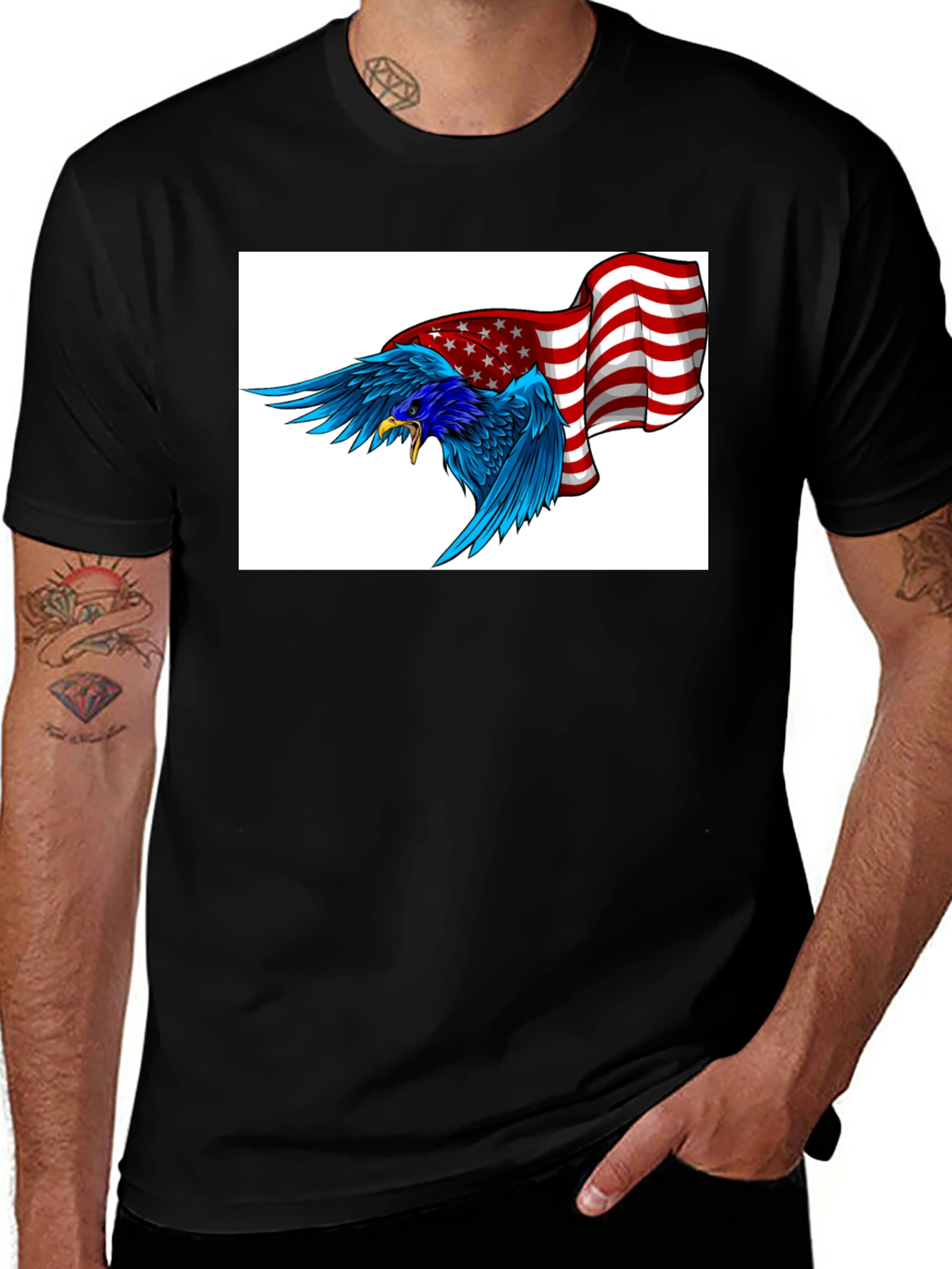 Variant 6 of American Eagle Graphic Tee - Black Cotton Blend