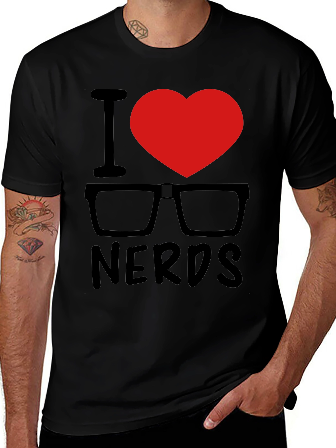 Variant 22 of I Heart Nerds Black Graphic Tee