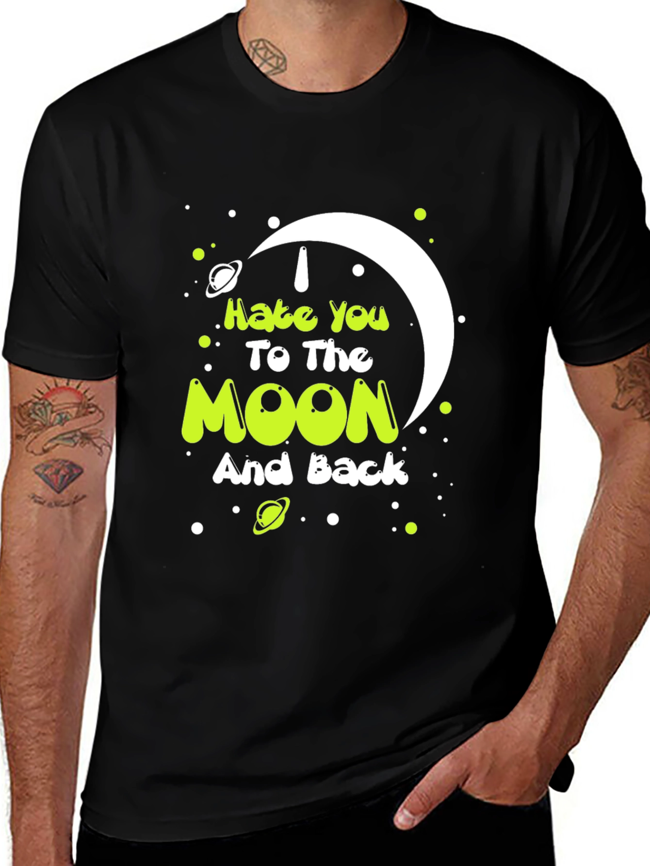 Variant 15 of I Hate You To The Moon Graphic Tee - Black
