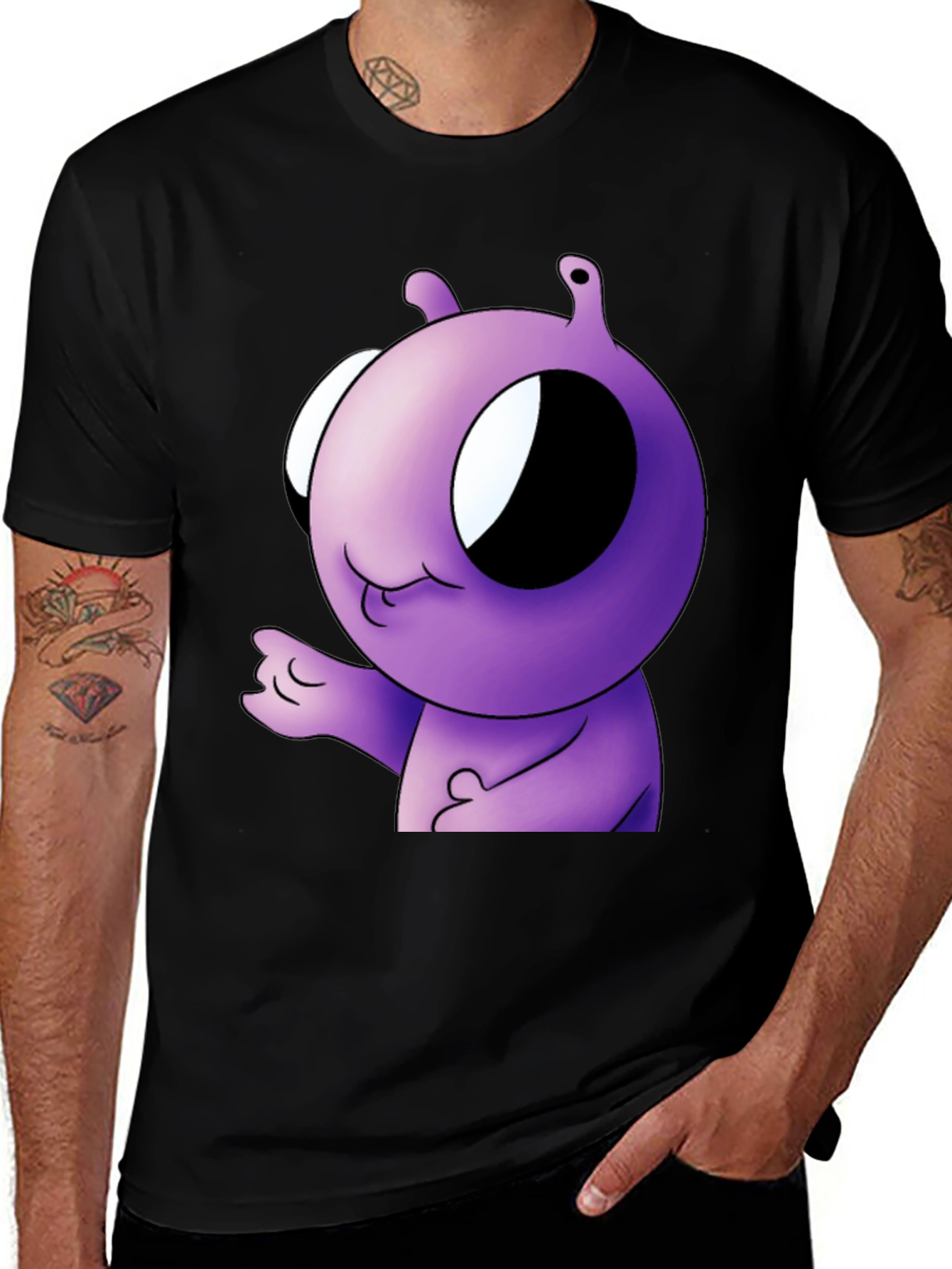 Variant 4 of Purple Alien Cartoon Graphic T-Shirt