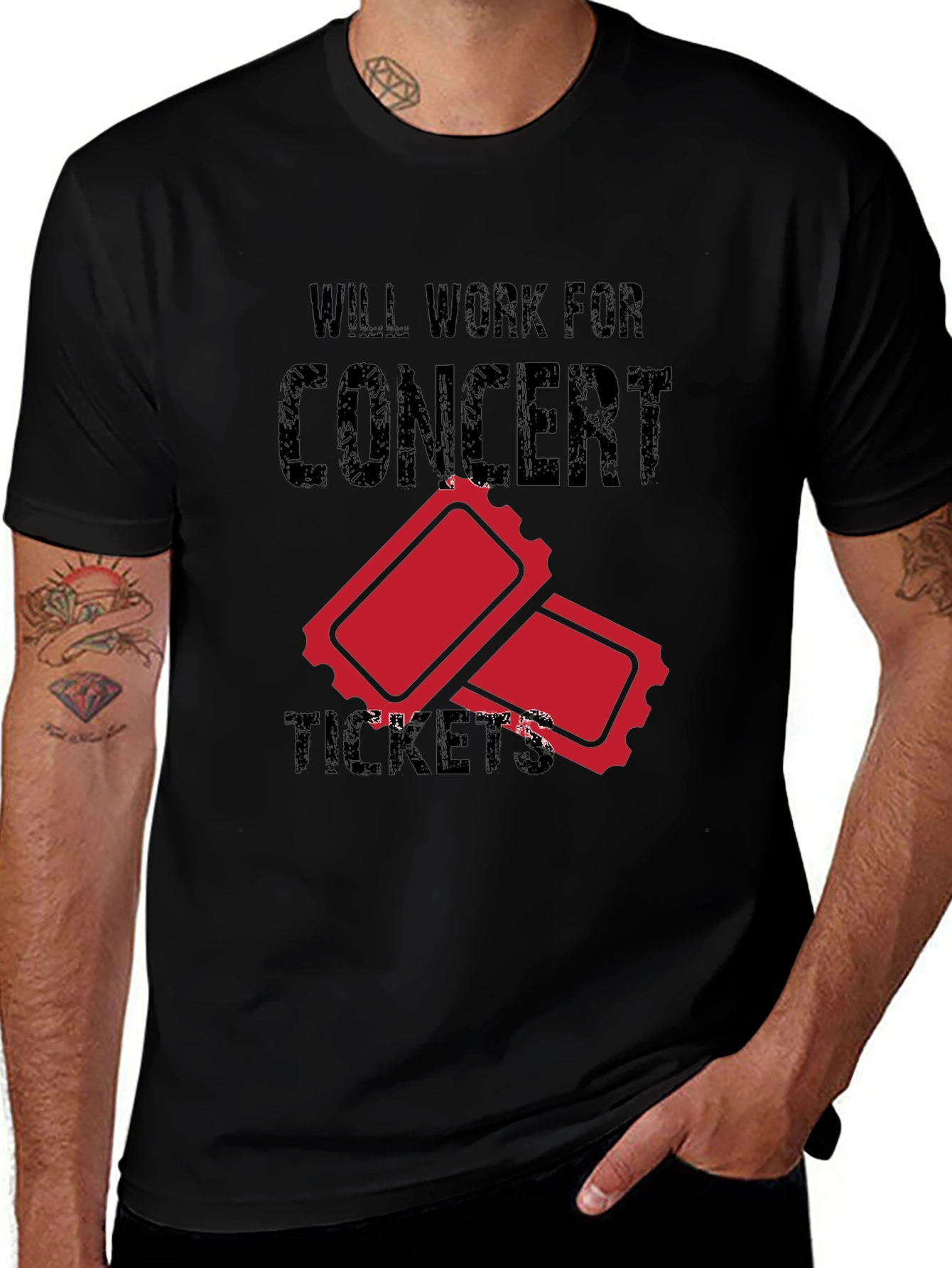 Variant 29 of Will Work for Concert Tickets Graphic Tee