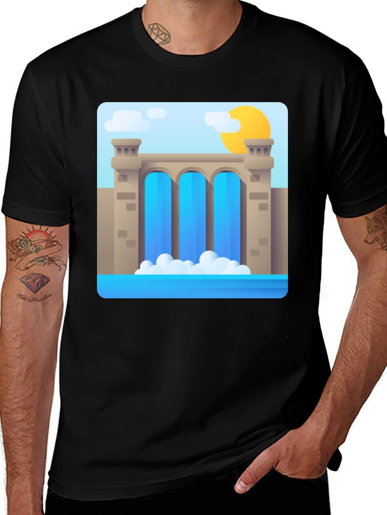 Variant 3 of Cartoon Waterfall Graphic T-Shirt