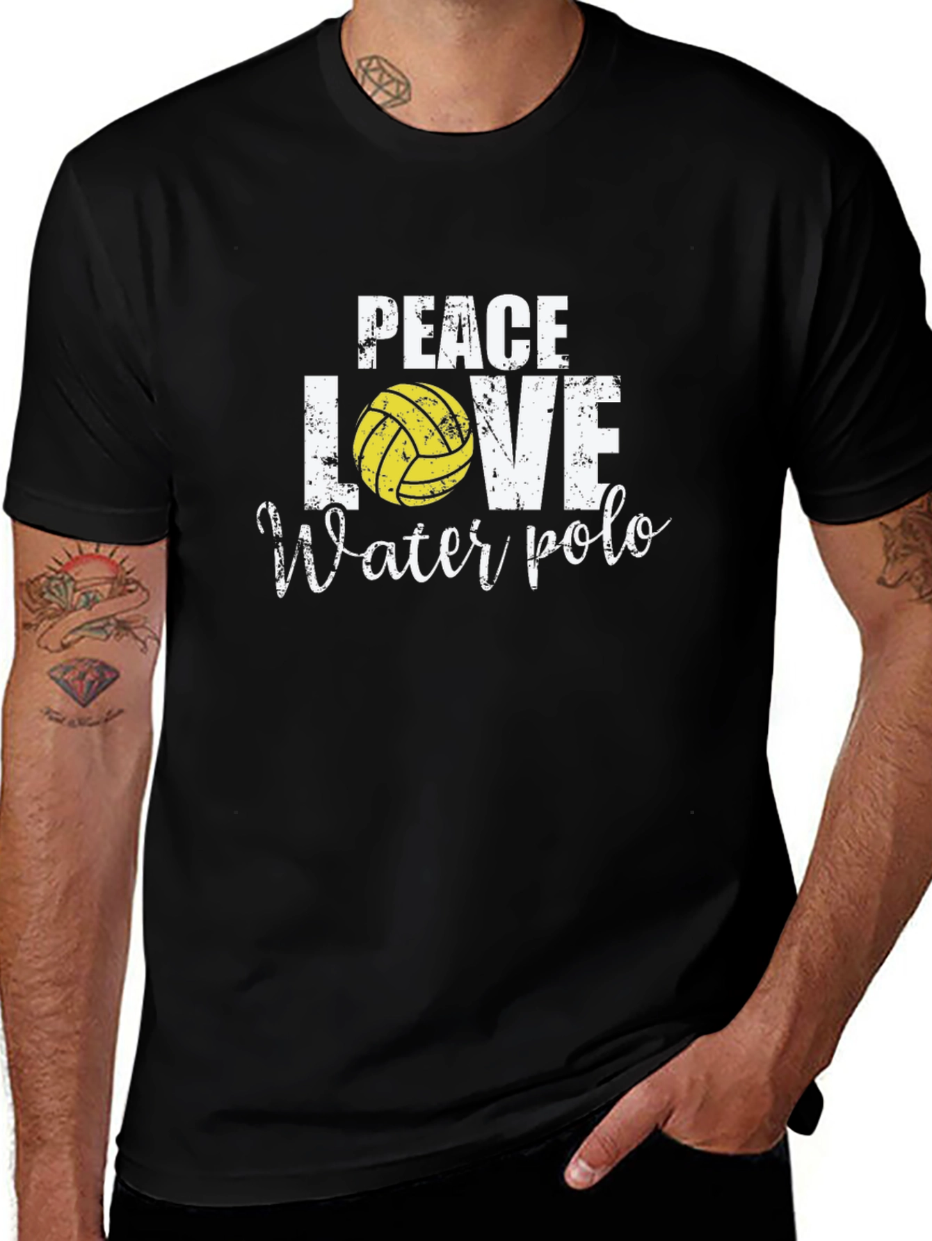 Variant 26 of Peace Love Water Polo Black T-Shirt