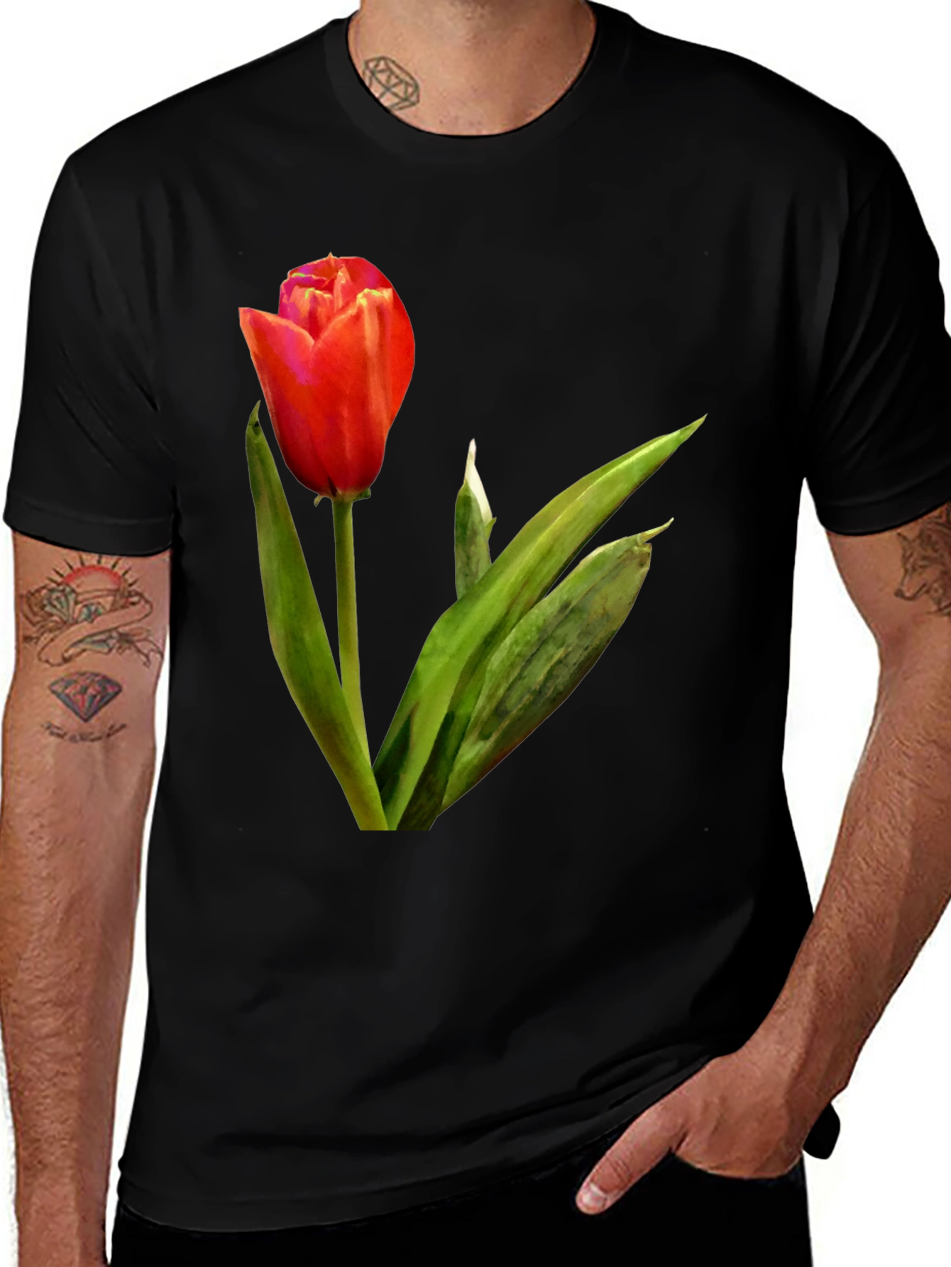 Variant 20 of Tulip Graphic Tee - Stylish Floral Design