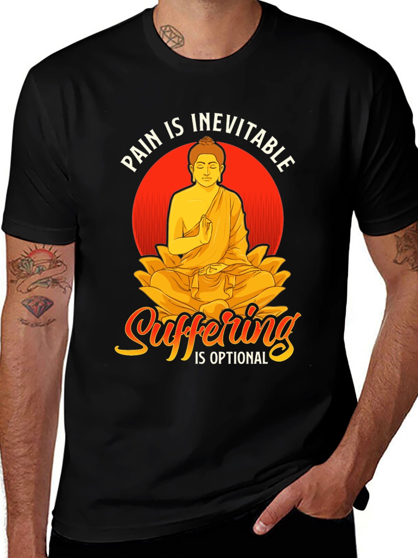 Pain is Inevitable T-Shirt: Buddha Meditation Tee