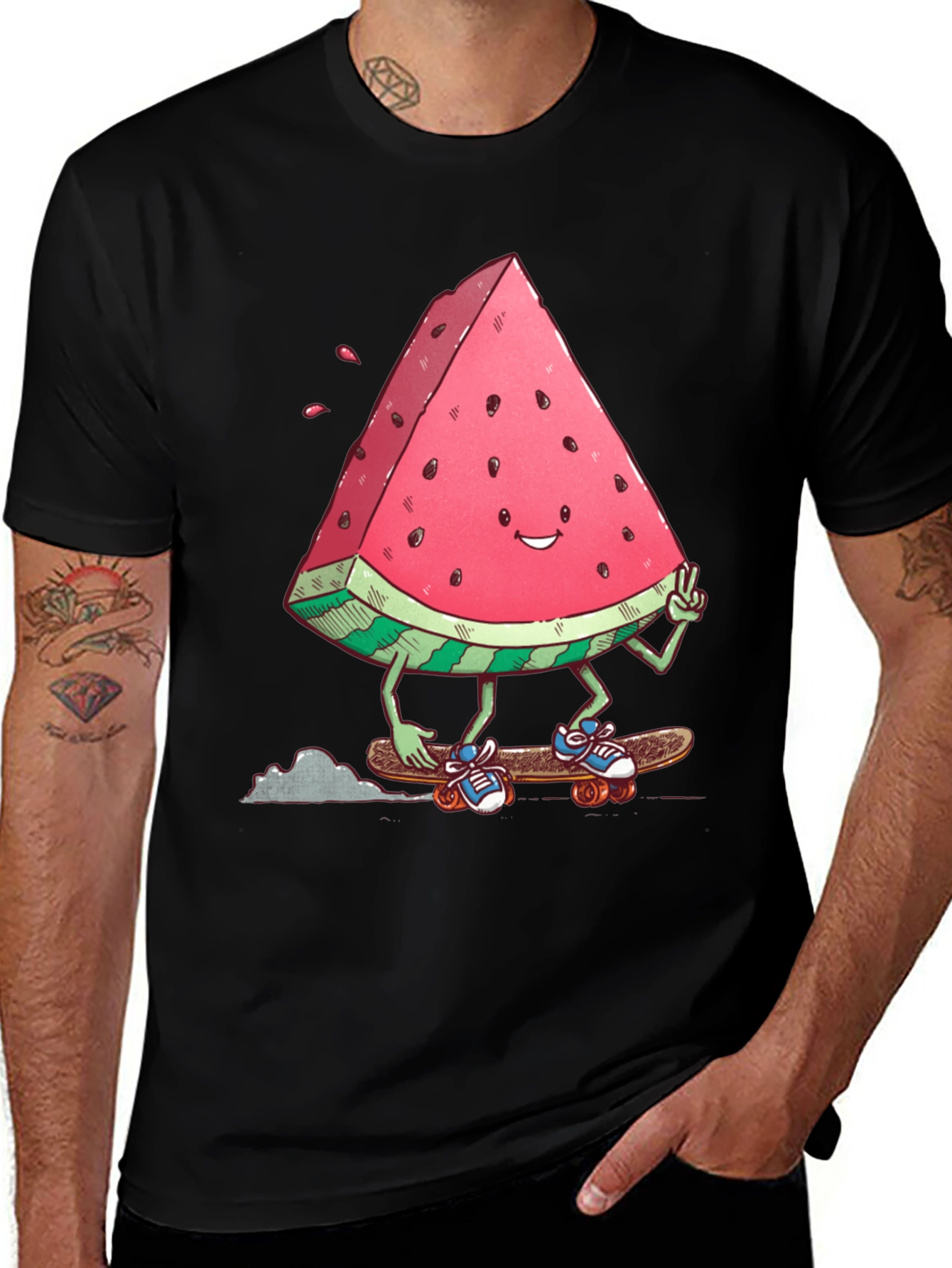 Variant 16 of Skating Watermelon Graphic Tee