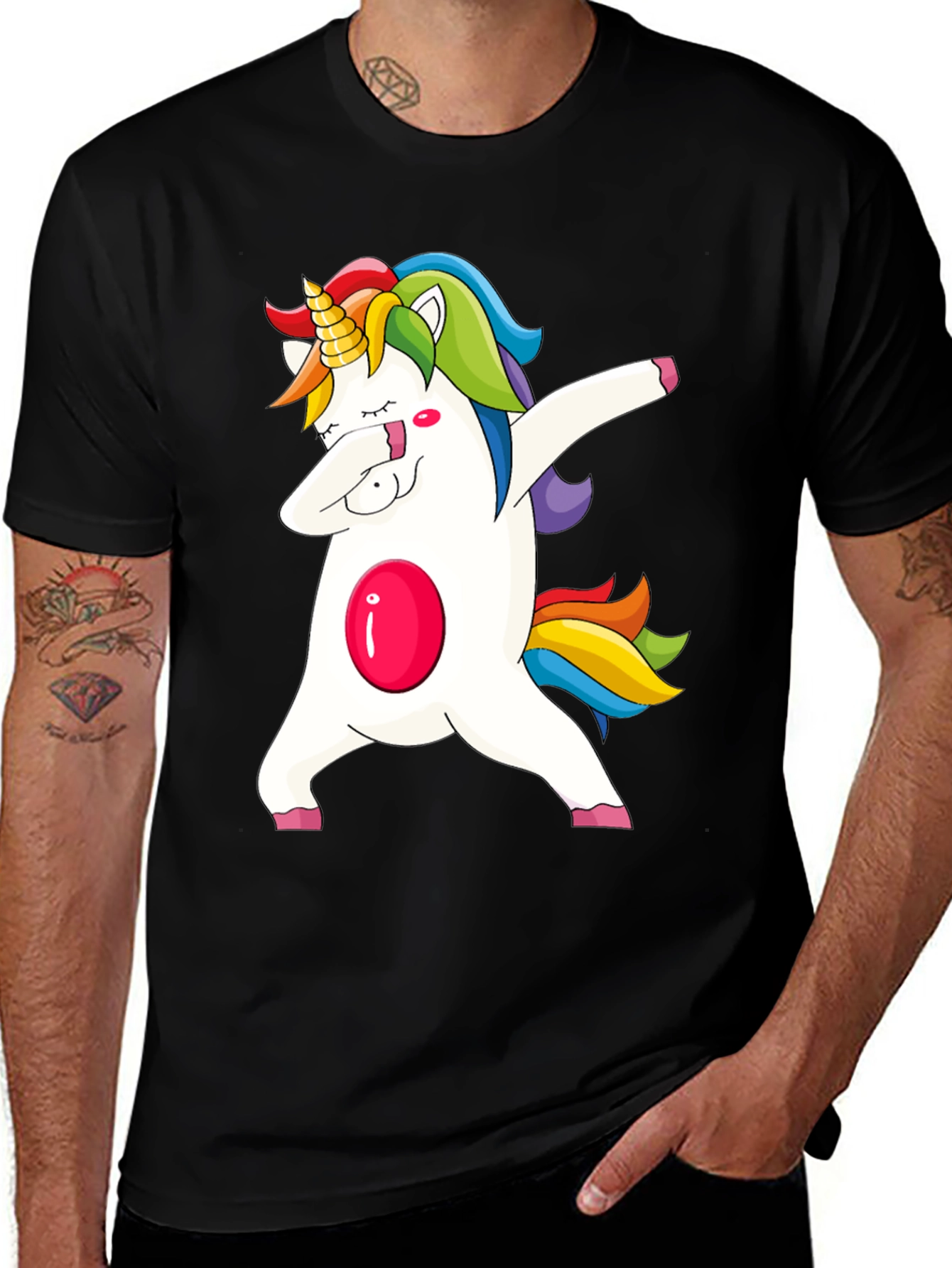 Variant 5 of Unicorn Dabbing Graphic Tee - Fun & Stylish Black T-Shirt