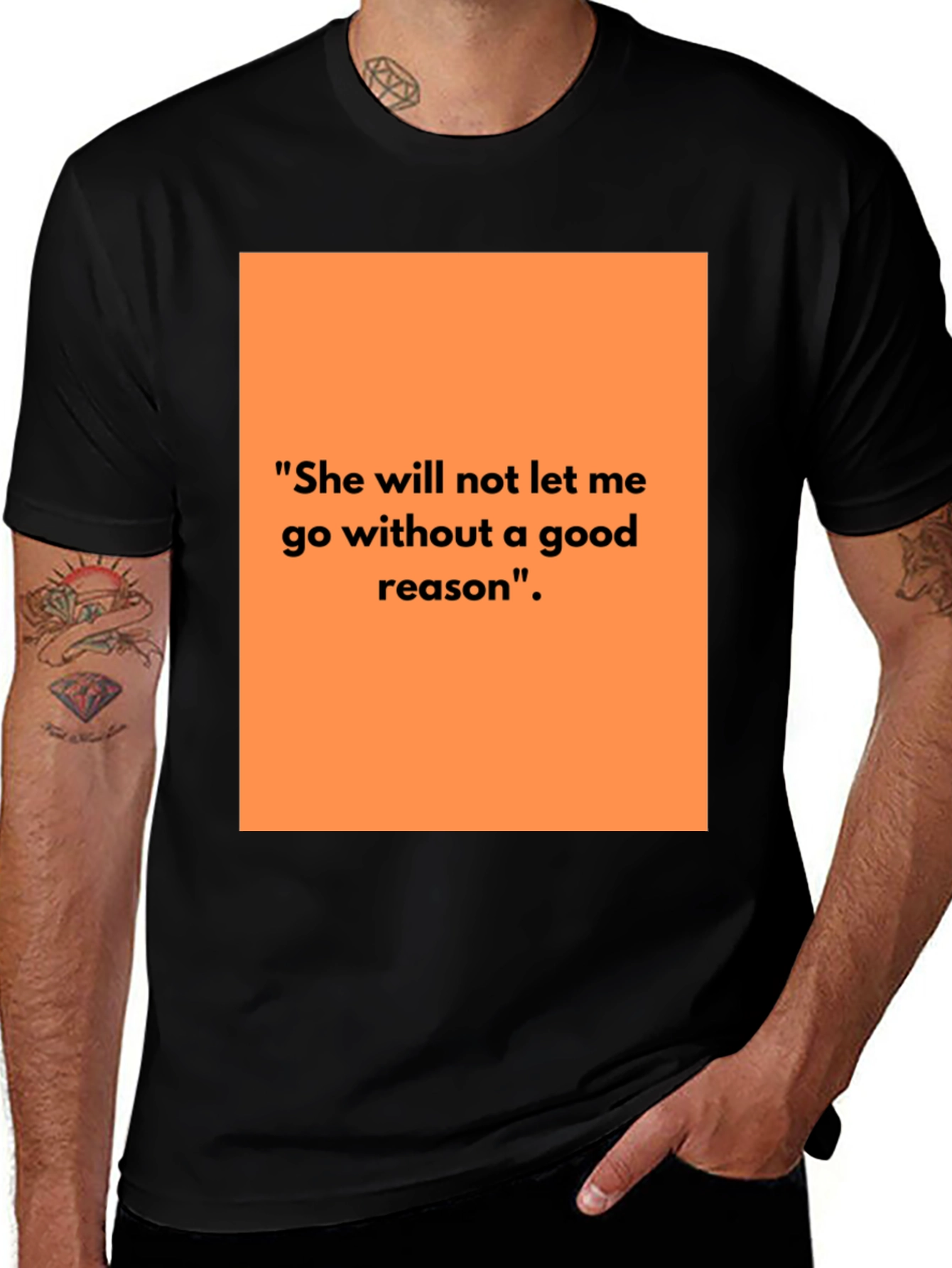 Variant 30 of Unique Graphic Tee: "She will not let me go" Black T-Shirt