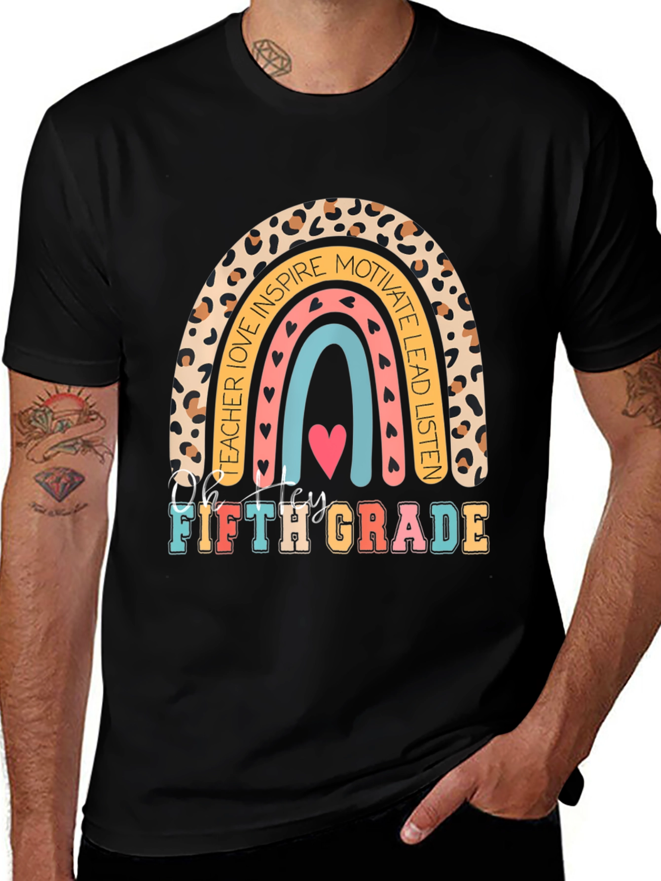 Variant 27 of Fifth Grade Teacher Rainbow Graphic Tee
