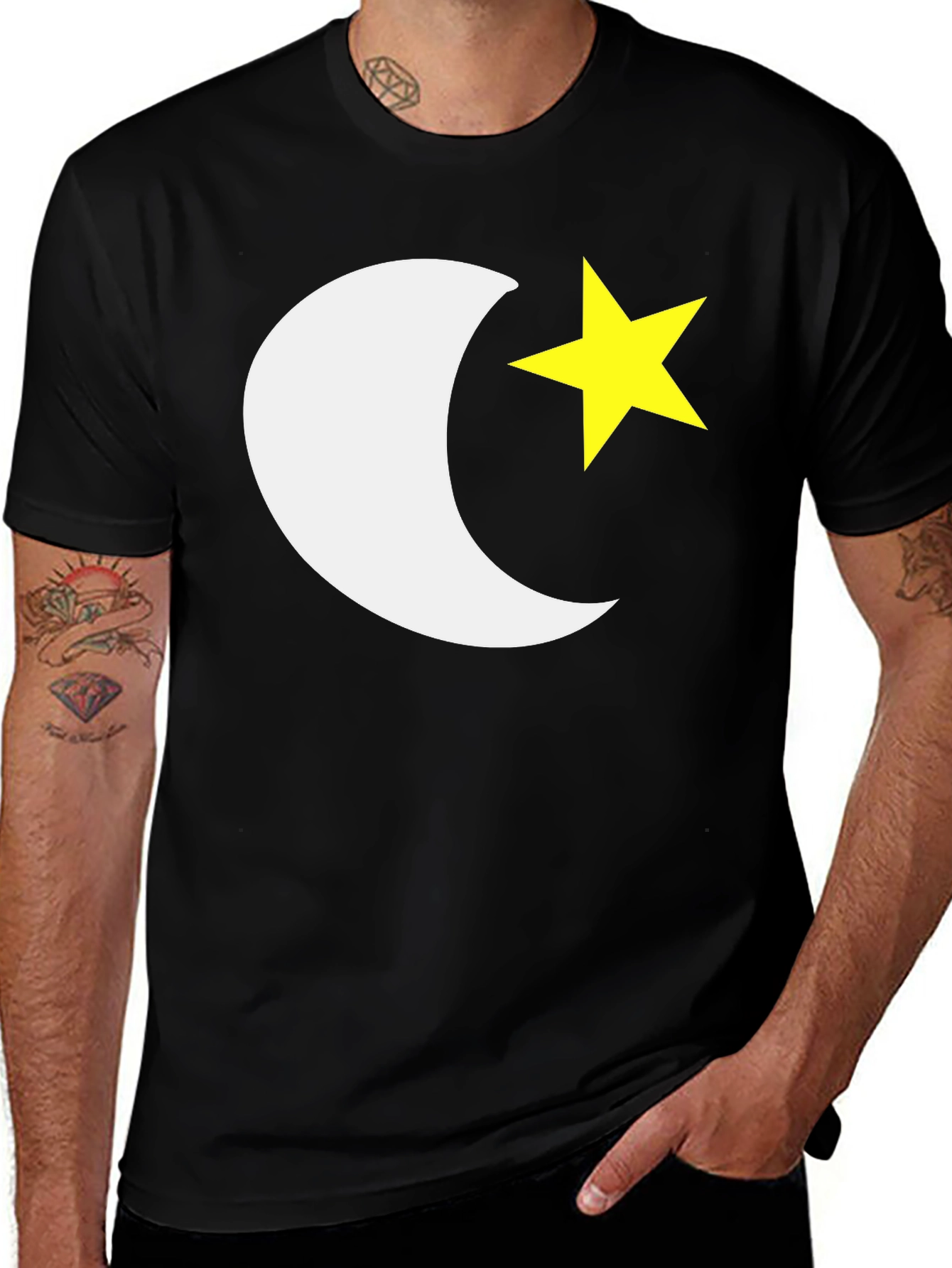 Variant 22 of Moon & Star Graphic Tee - Classic Black T-Shirt